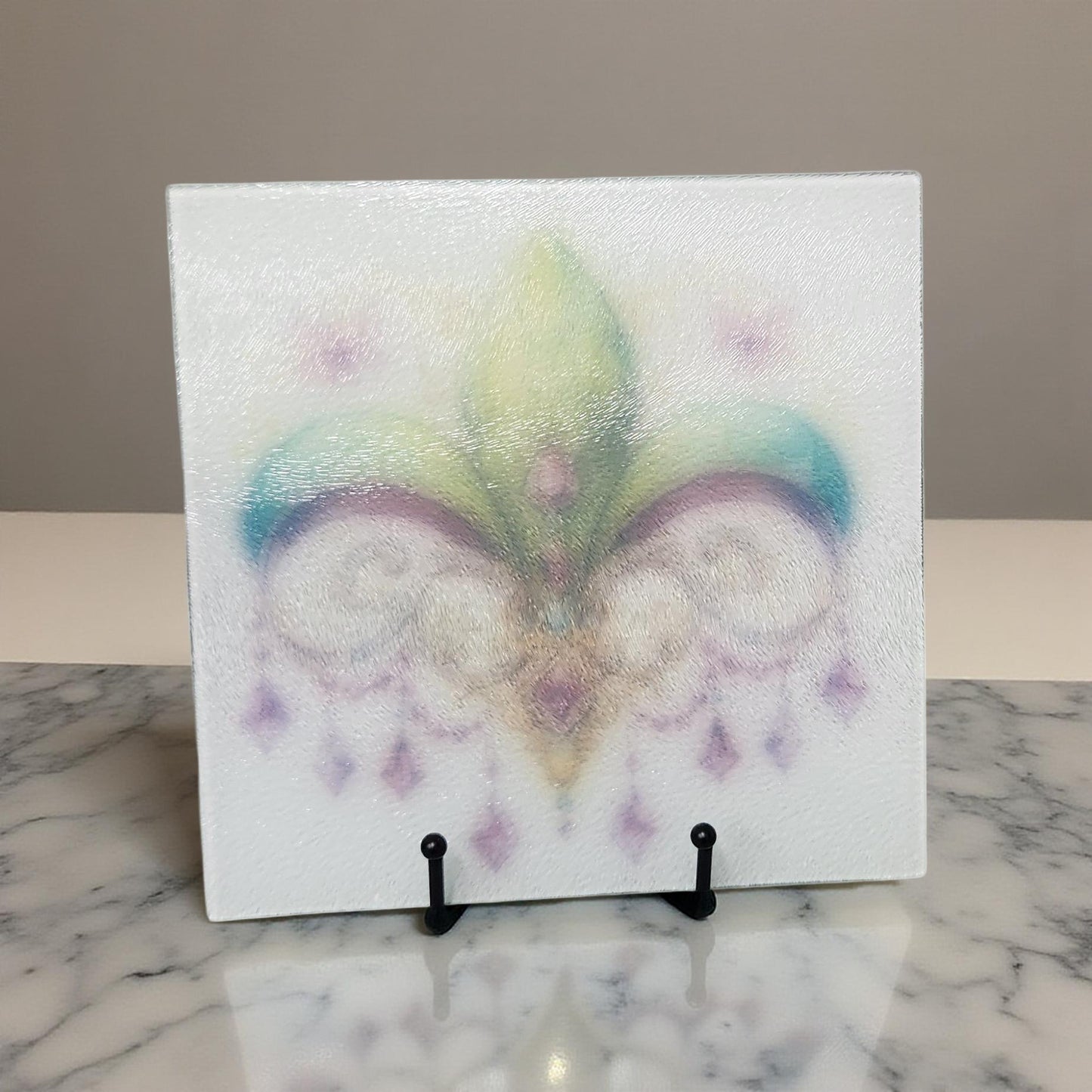 8″ Square Decorative Glass Cutting Board – Fun Images & Quotes