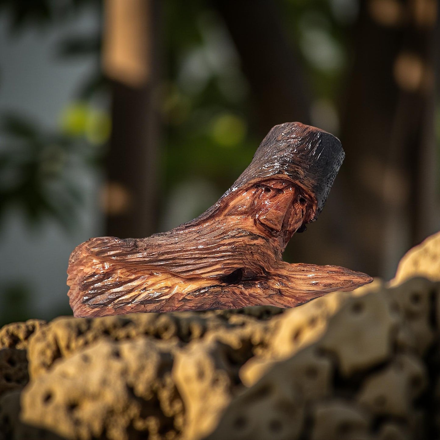 Rustic Hand Carved Wood Spirits Sculptures - One-of-a-Kind Carvings