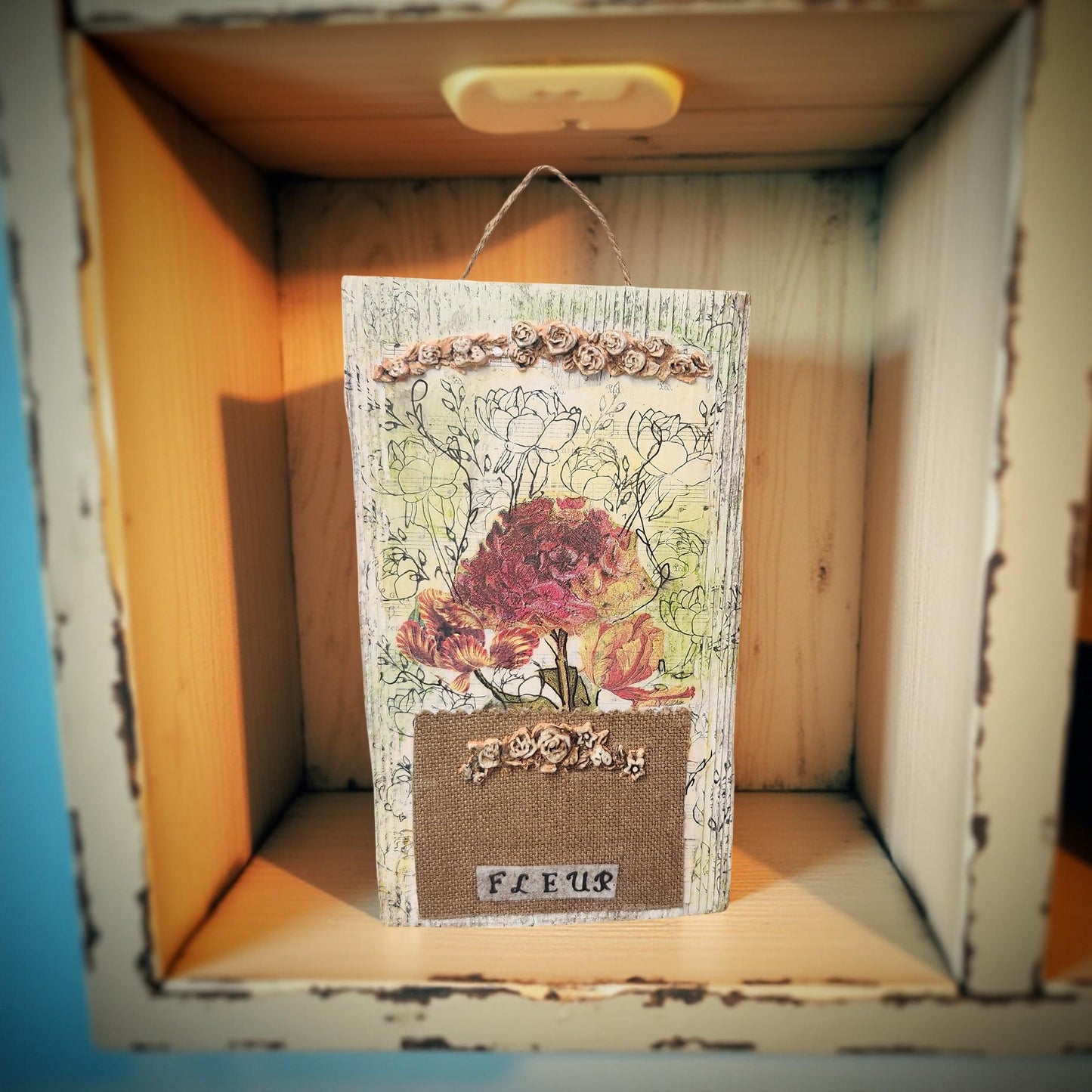 Floral Decoupage on Wood – Handcrafted Elegance