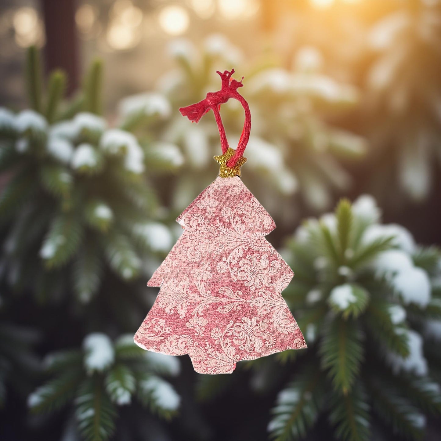 🎄 Locally Made Wooden Decoupage Christmas Tree Ornaments
