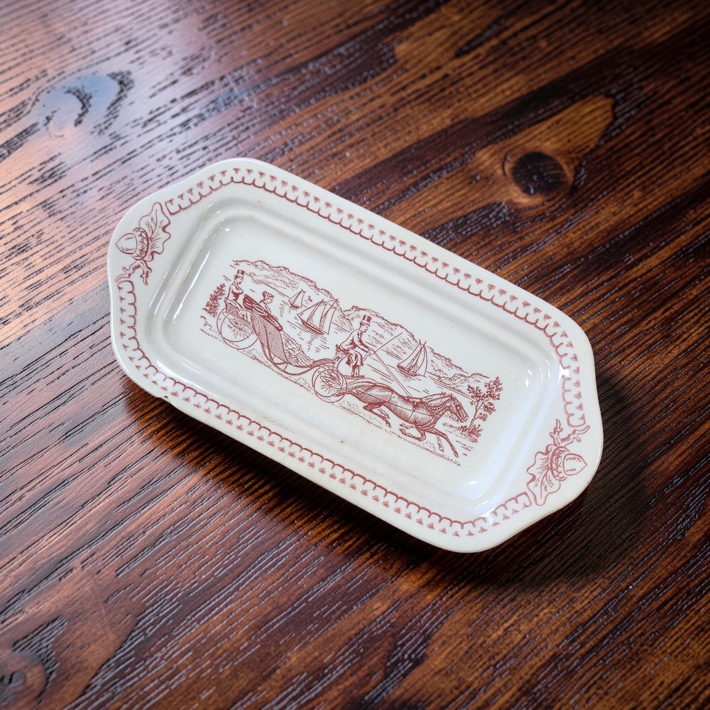 Vintage Royal Ironstone "Memory Lane" Red Butter Dish