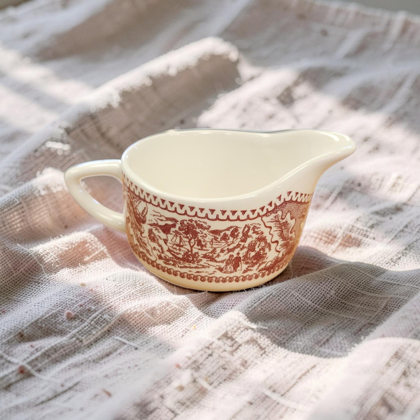 Vintage Royal Ironstone "Memory Lane" Red Sugar & Creamer