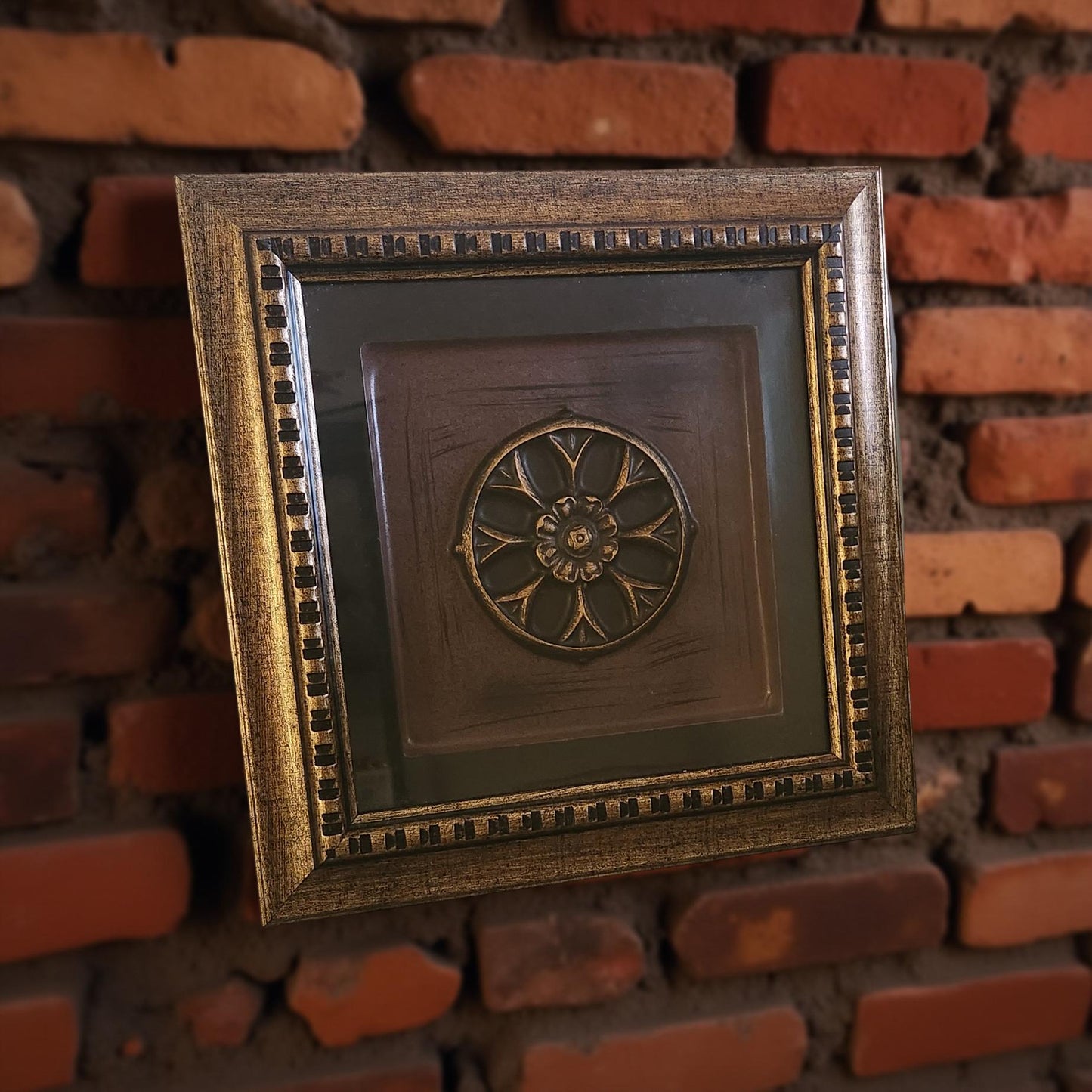 Shadow Box Medallion Wall Art - Black and Maroon