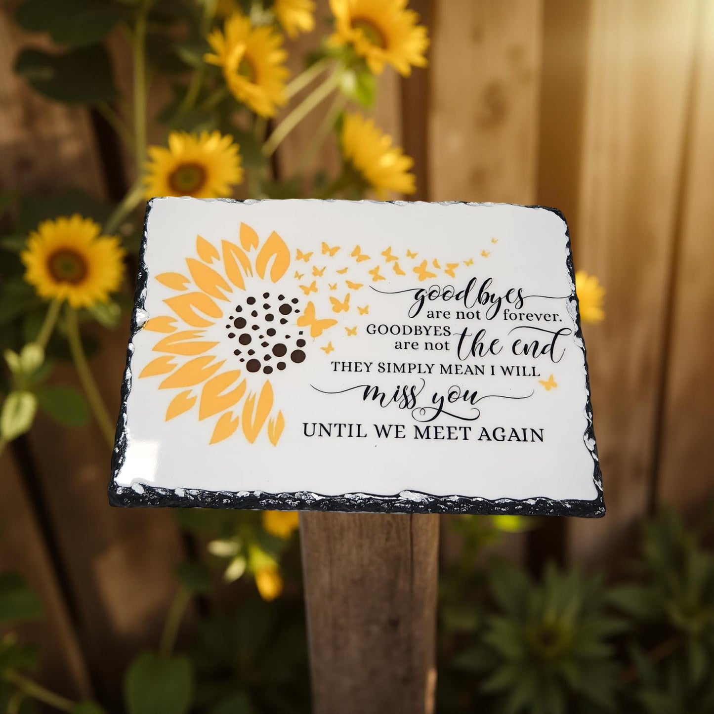 Butterfly with Flowers Decorative Slate - Beautiful Memorial Sign