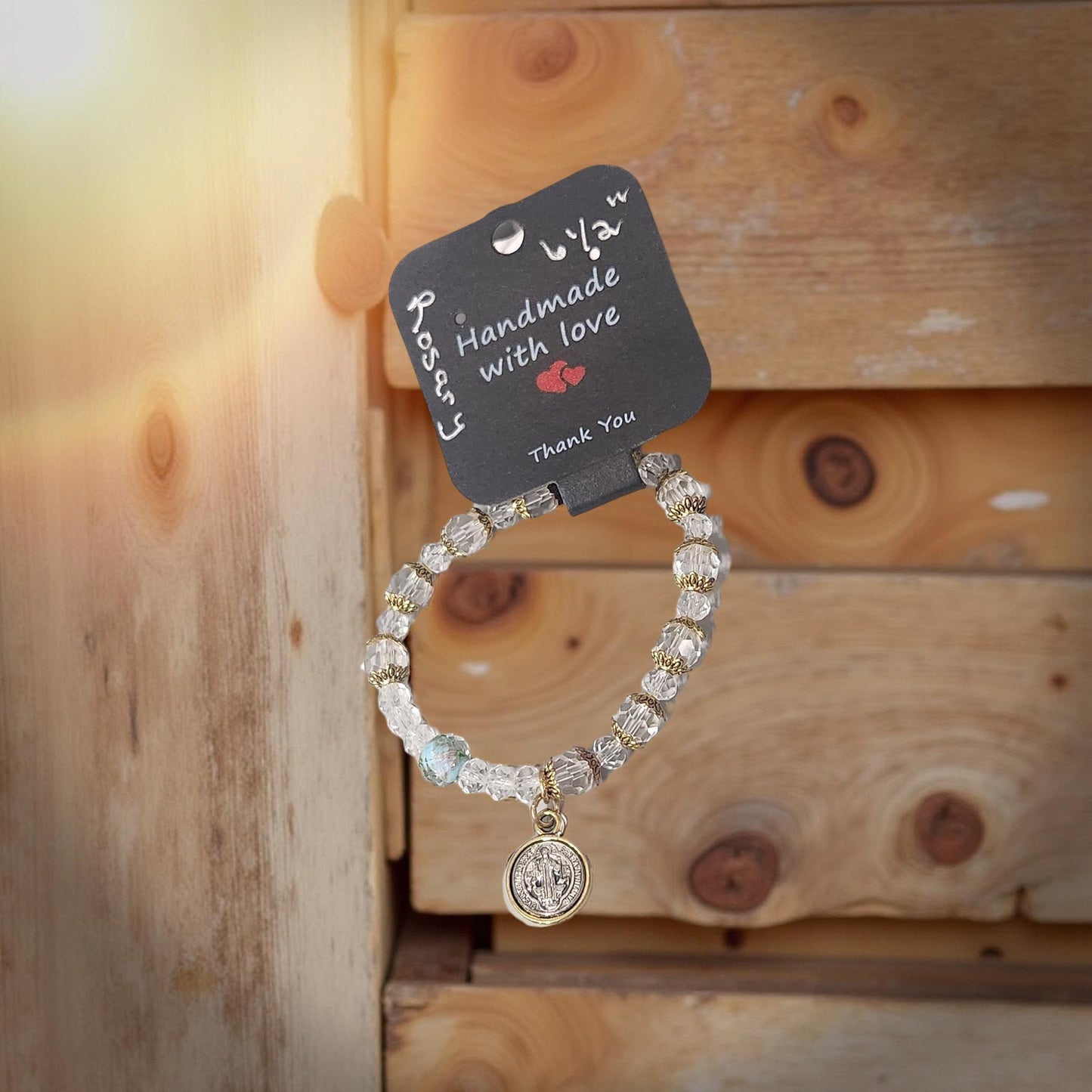 Unique Handcrafted Rosary Bracelet with Exquisite Religious Charm