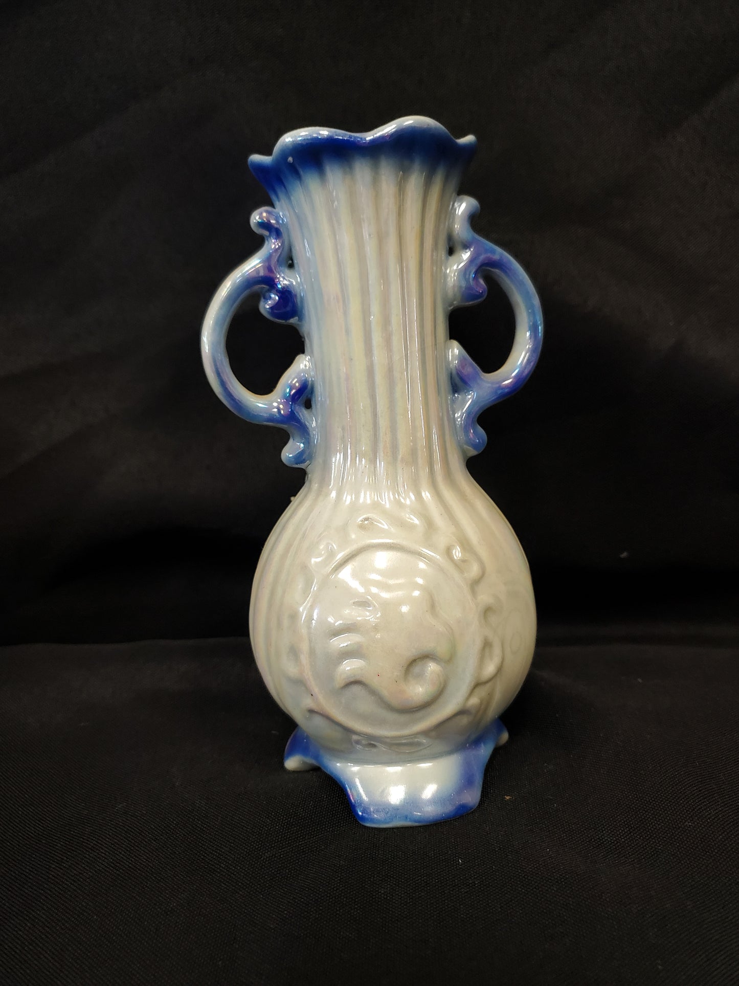 Lusterware Blue Flower Vase