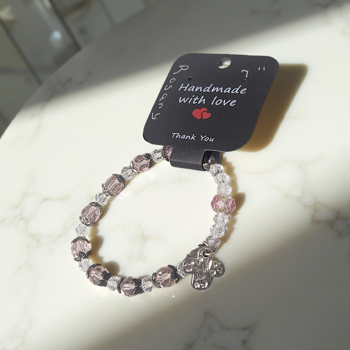 Unique Handcrafted Rosary Bracelet with Exquisite Religious Charm