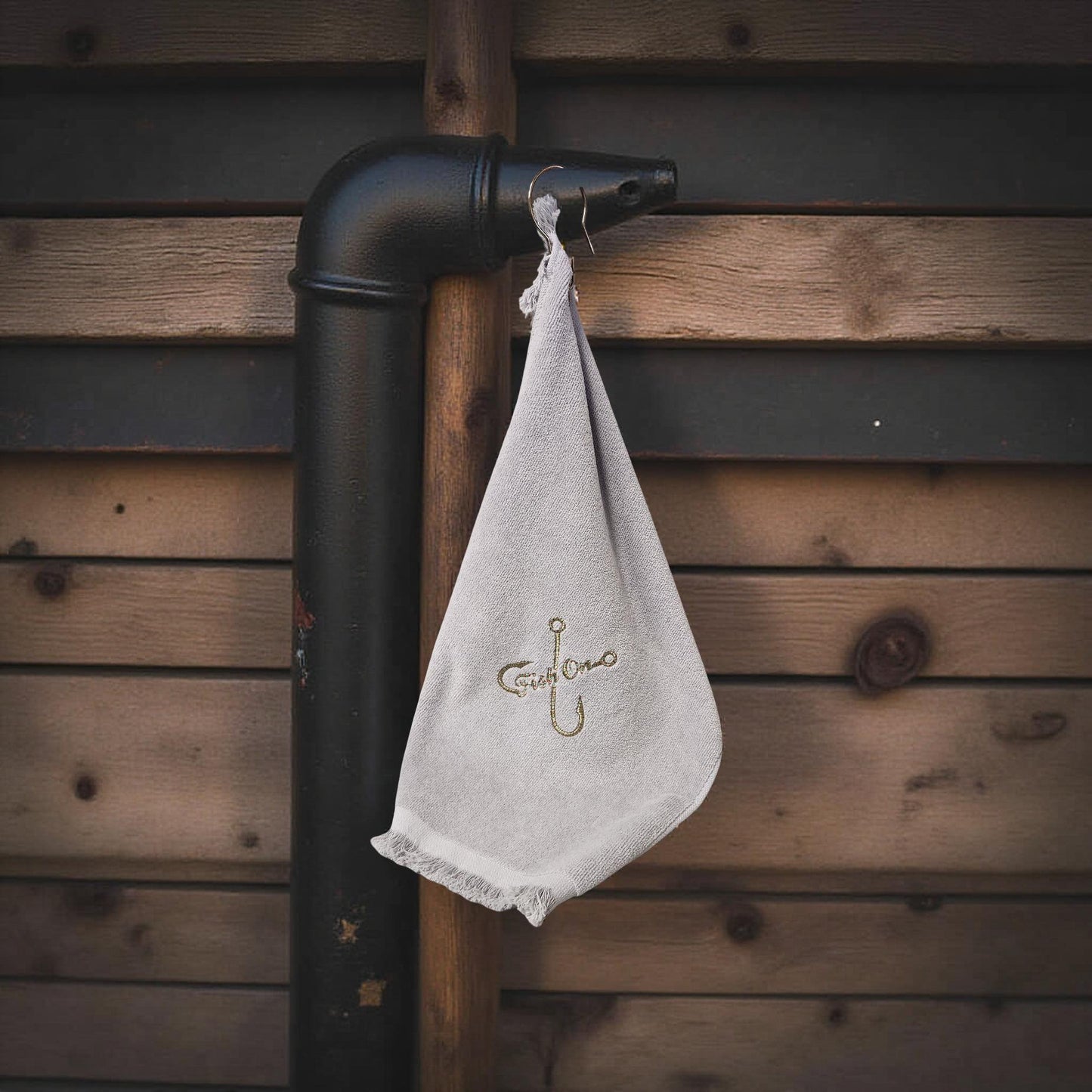 Hand-Crafted Embroidered Fishing Hand Towels with Clamp