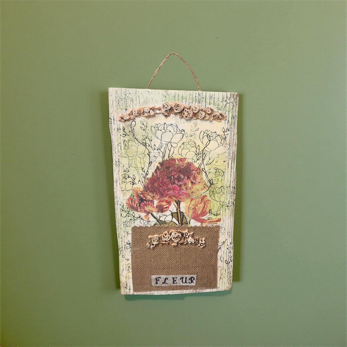 Floral Decoupage on Wood – Handcrafted Elegance