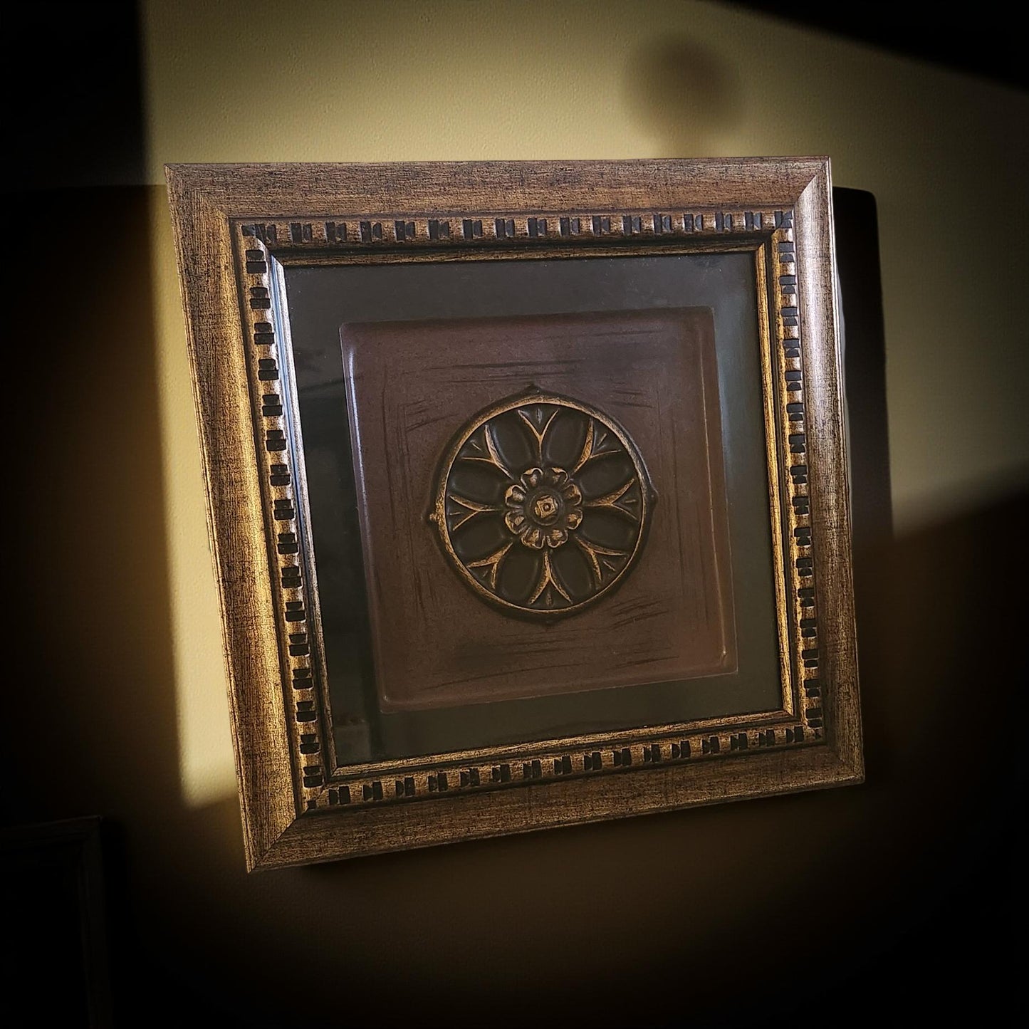 Shadow Box Medallion Wall Art - Black and Maroon