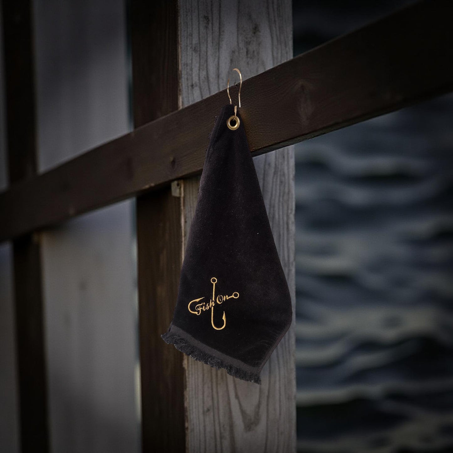 Hand-Crafted Embroidered Fishing Hand Towels with Clamp