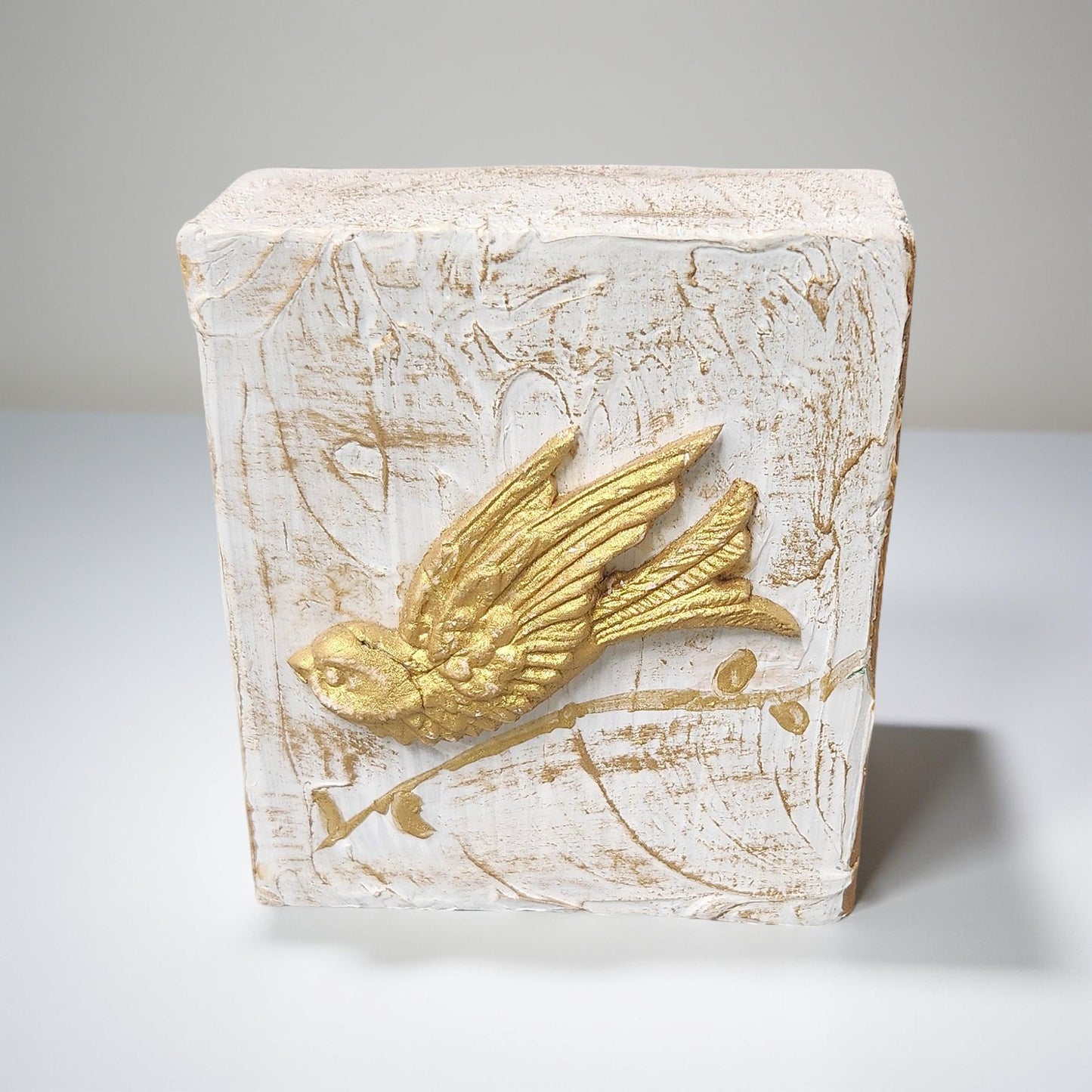 Hand-Painted Gold Bird Artwork