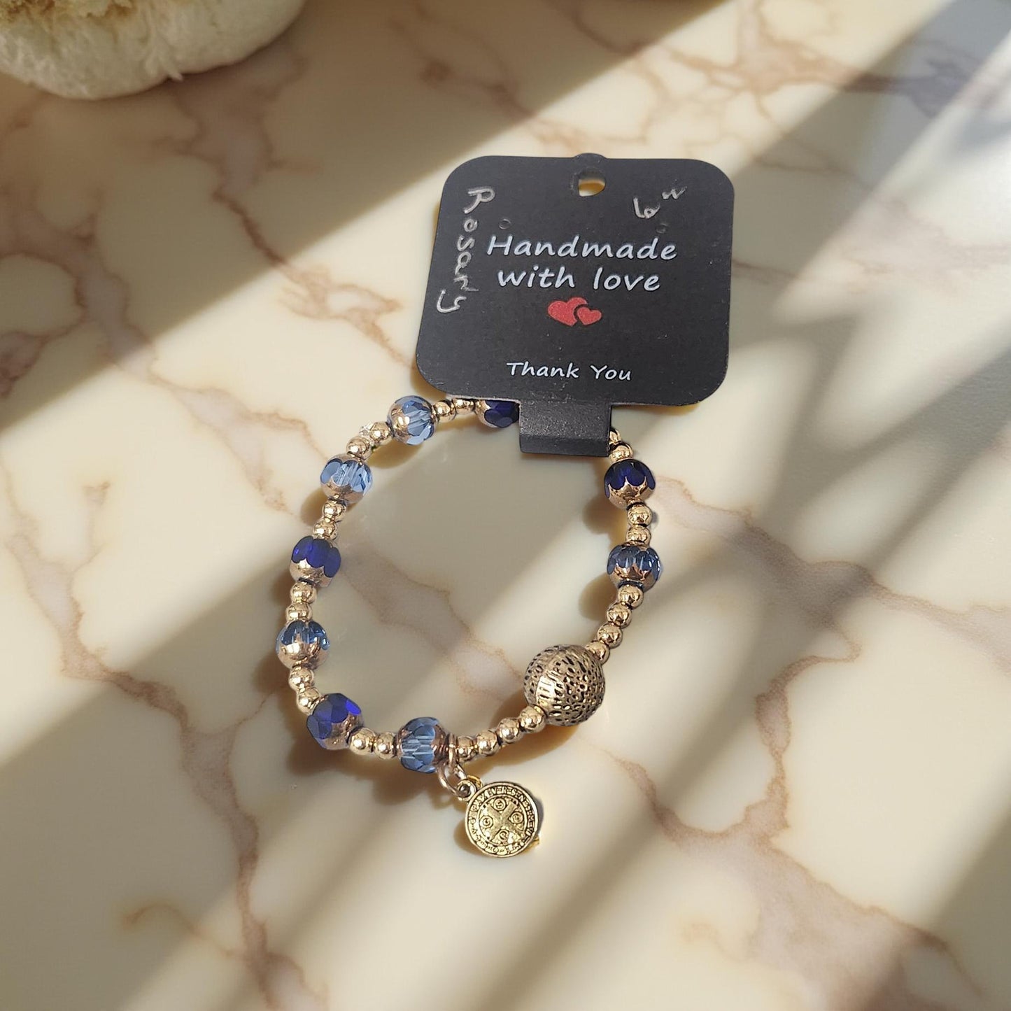 Unique Handcrafted Rosary Bracelet with Exquisite Religious Charm