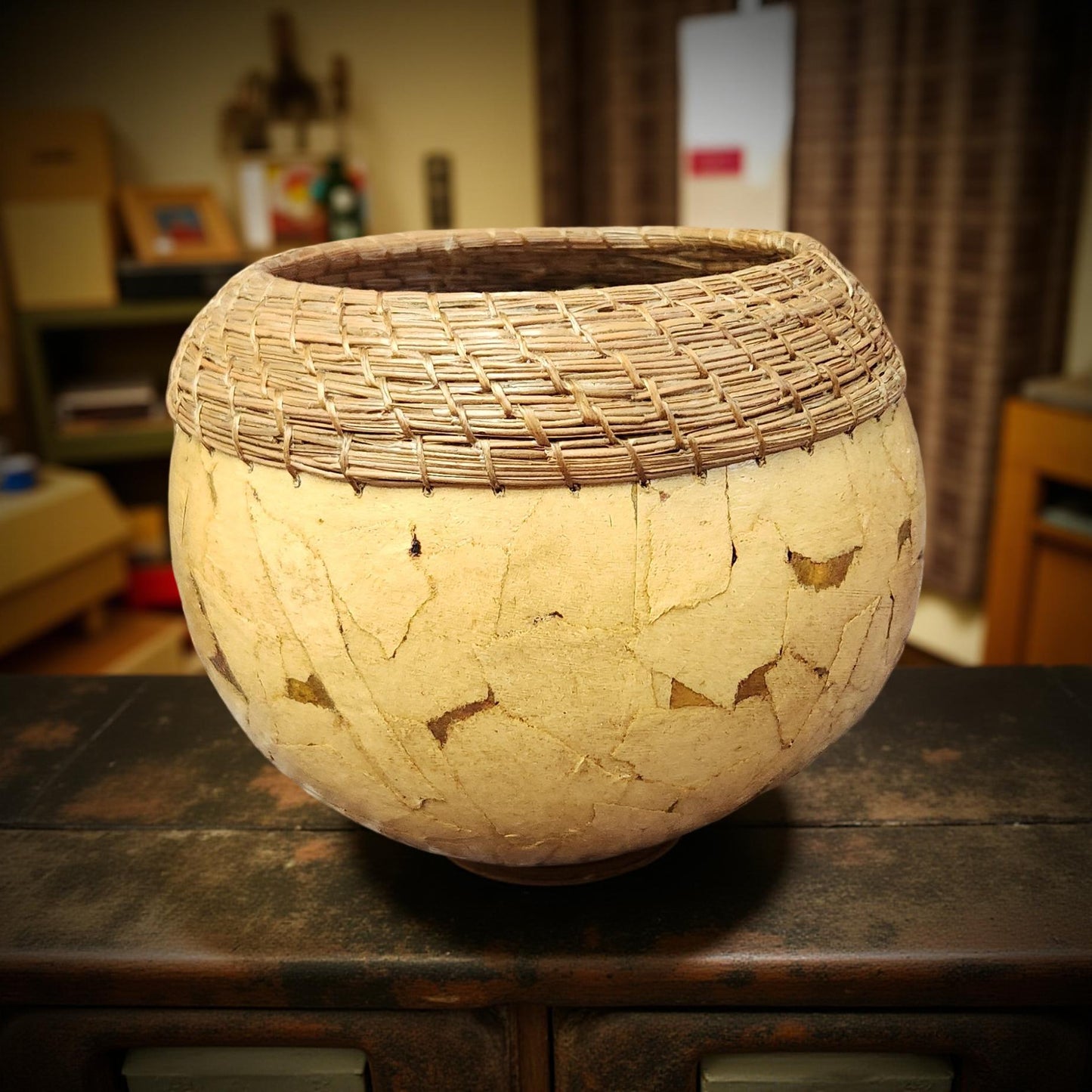 Hand-Woven Pine Needle Basket - Natural Home Decor