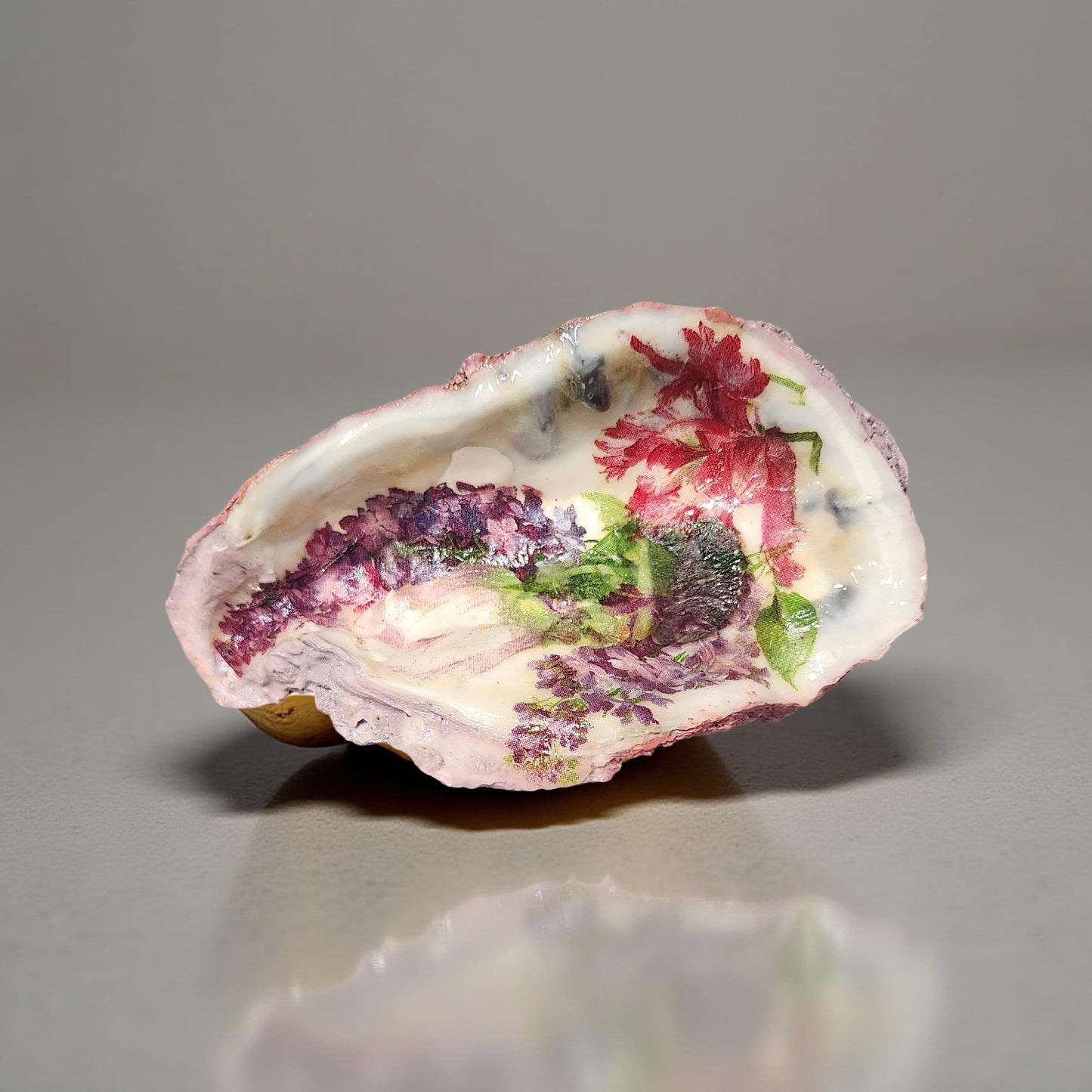 Floral Decorated Oyster Shells - Hand-Crafted