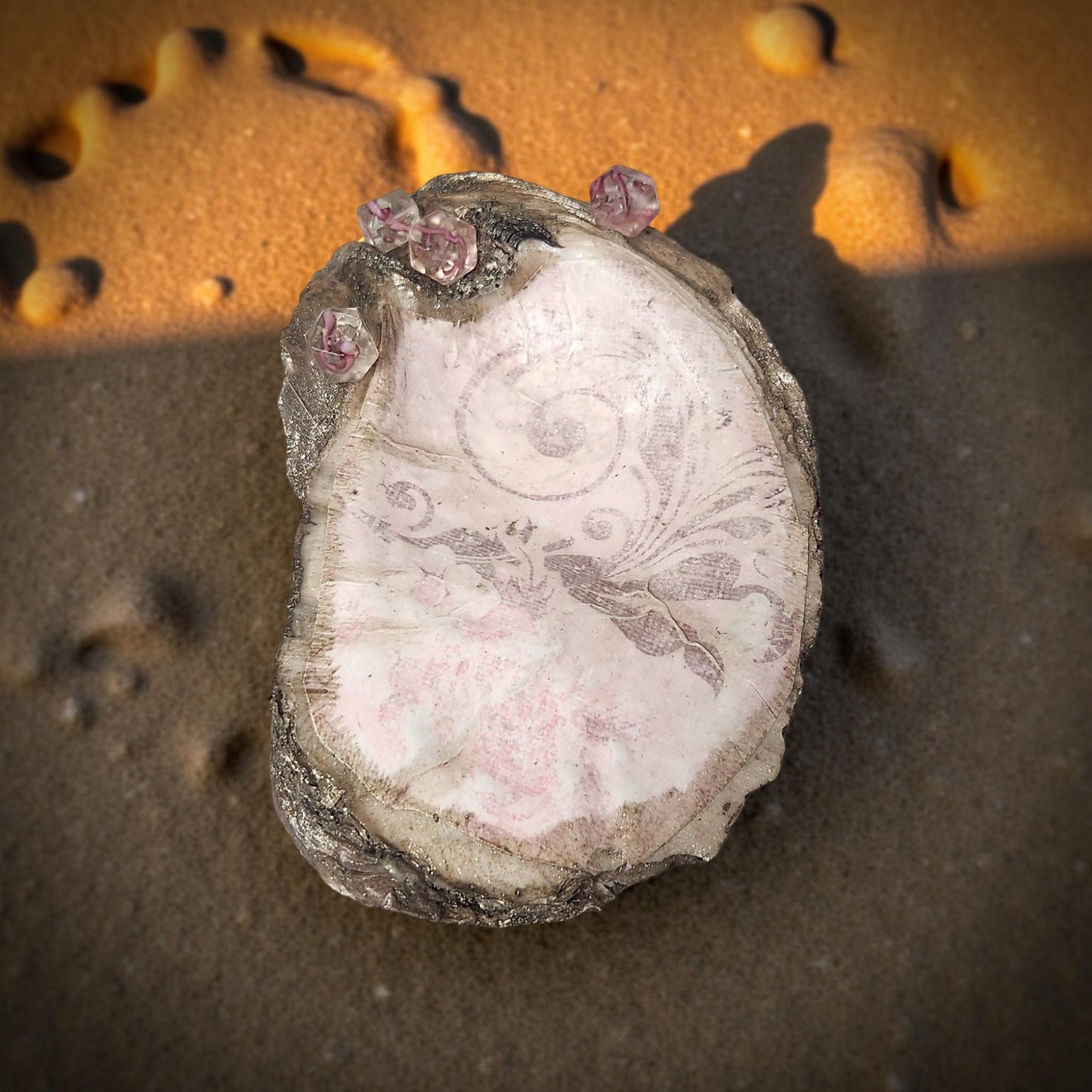 Floral Decorated Oyster Shells - Hand-Crafted