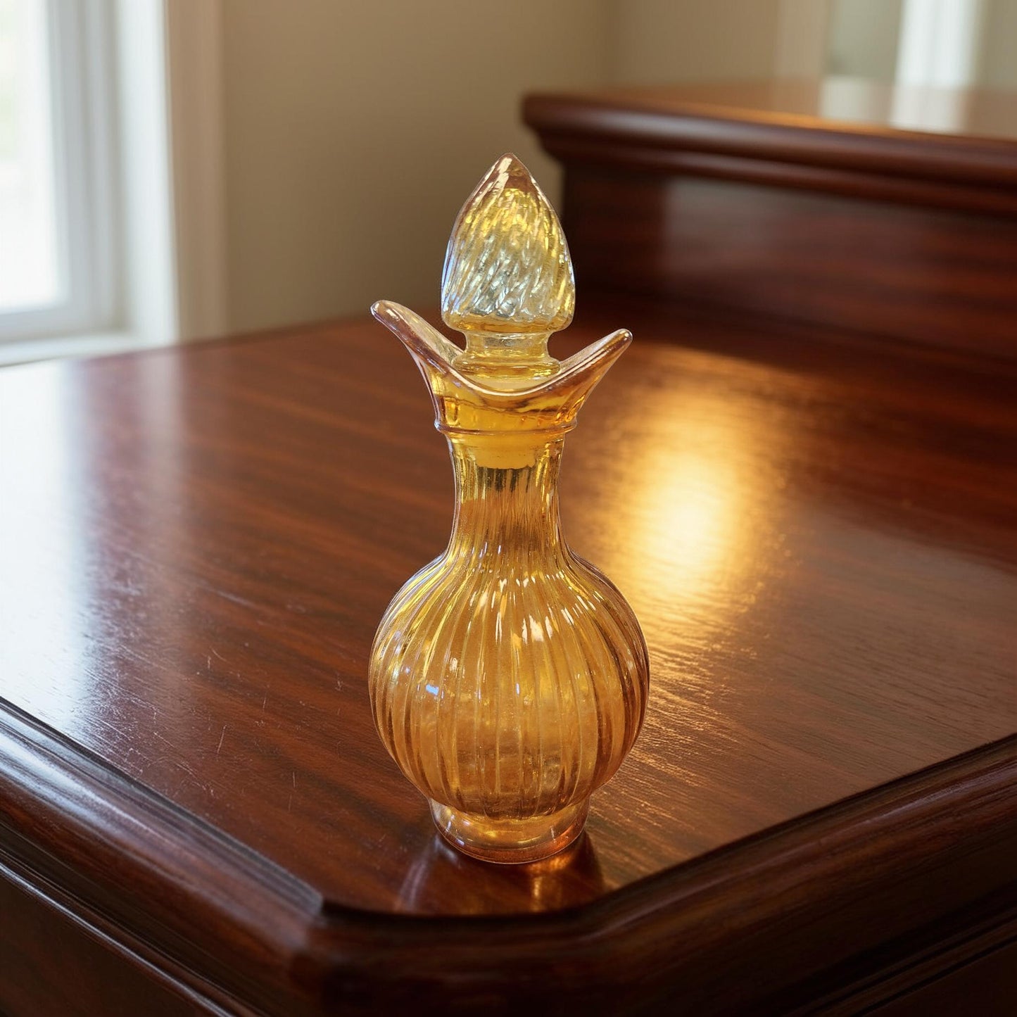 Vintage Amber Avon Cruet Bottle with Lid – 1970s