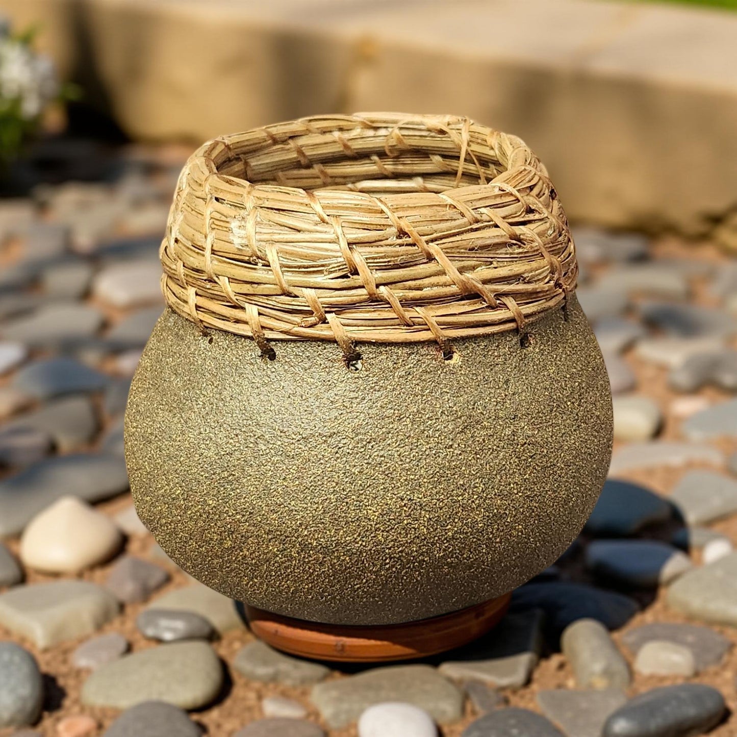 Hand-Woven Pine Needle Basket - Natural Home Decor