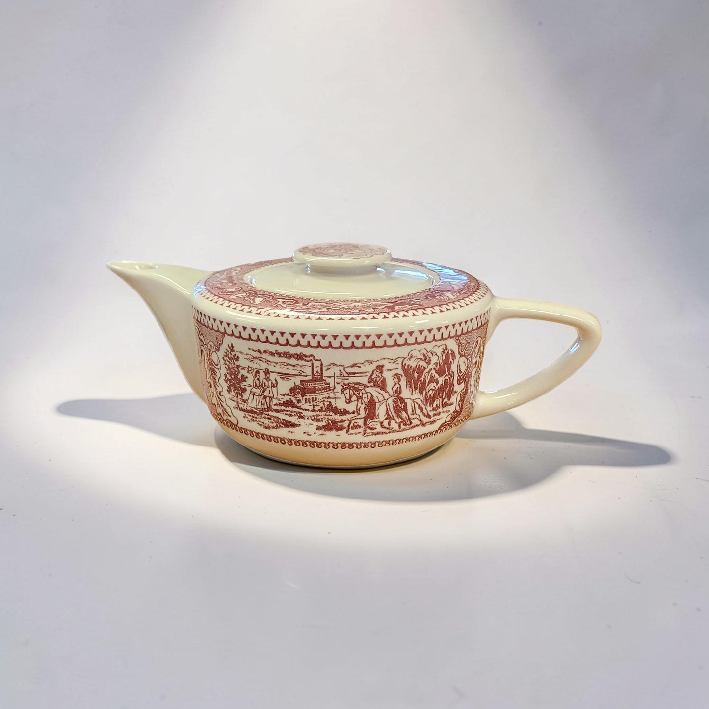Vintage Royal Ironstone "Memory Lane" Red Teapot and Lid