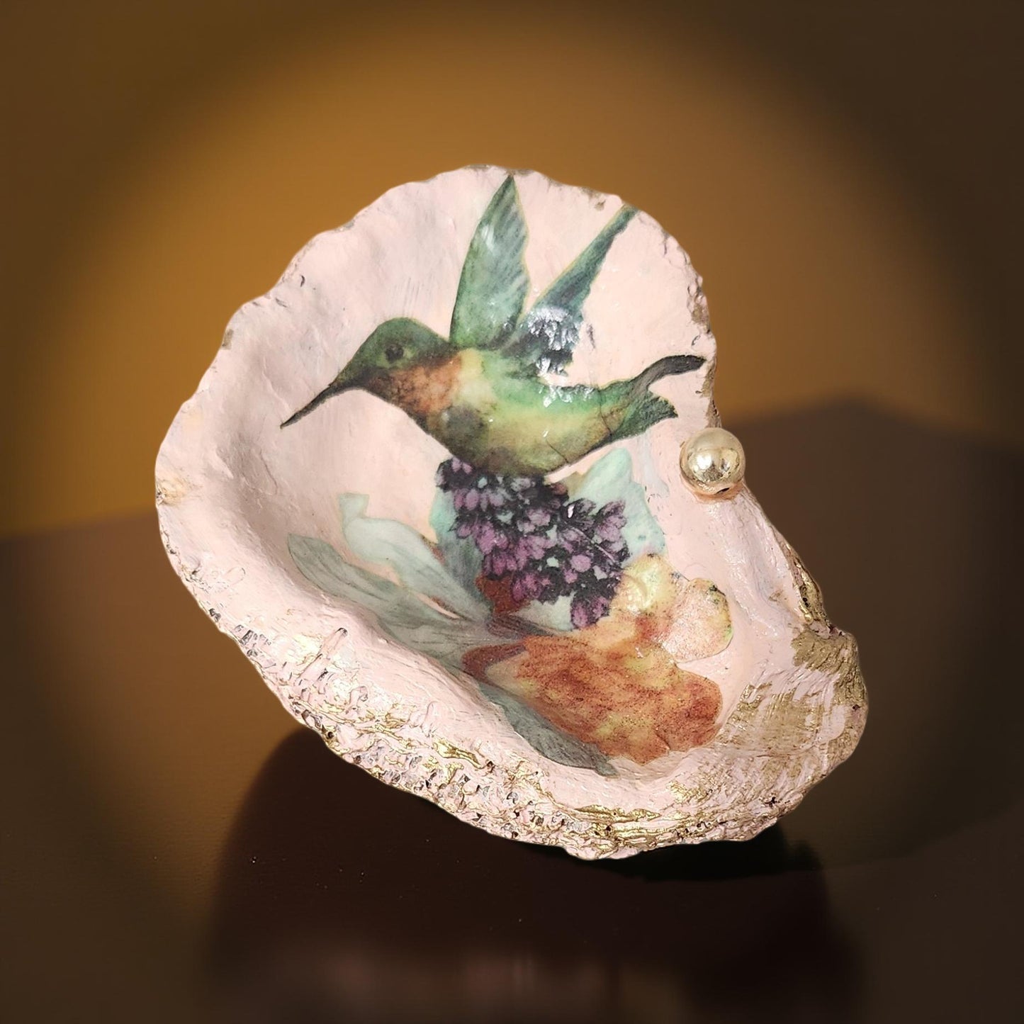 Floral Decorated Oyster Shells - Hand-Crafted