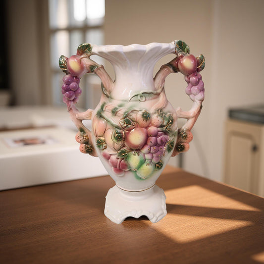 Charming Handcrafted Italian Fruit Vase - Antique Pottery