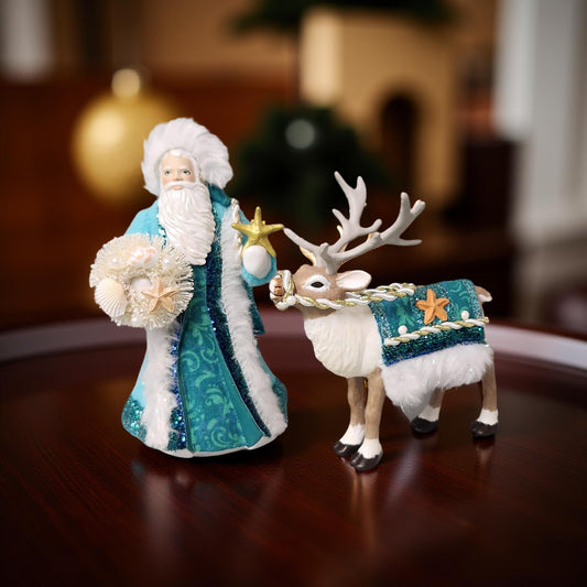 Nautical Father Christmas and Reindeer Hallmark Ornament