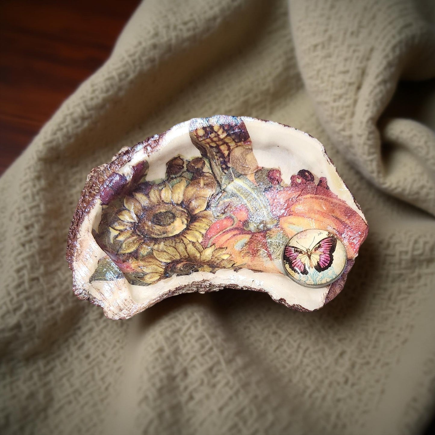Floral Decorated Oyster Shells - Hand-Crafted