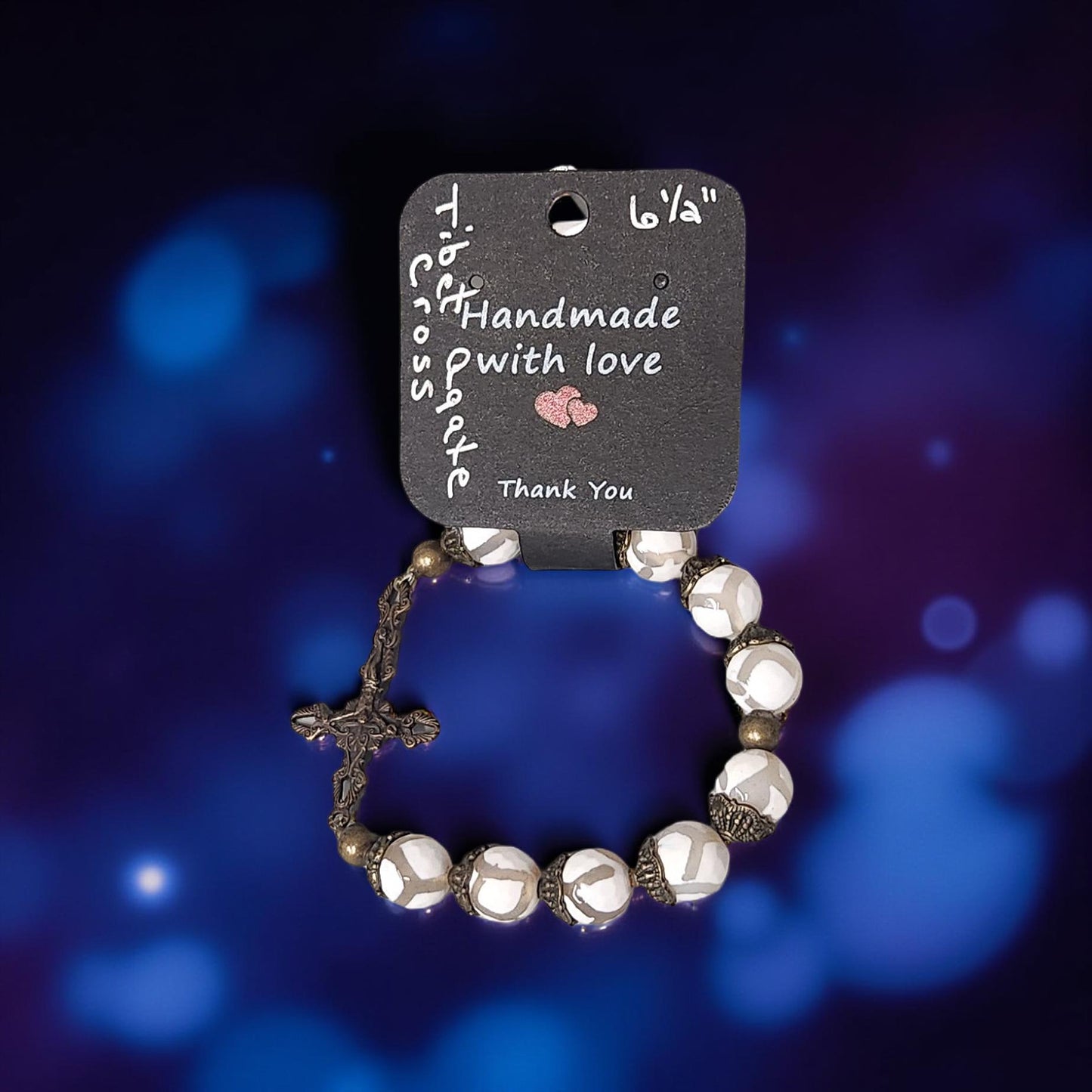 Unique Tibetan Style Bracelet with Metal Charms