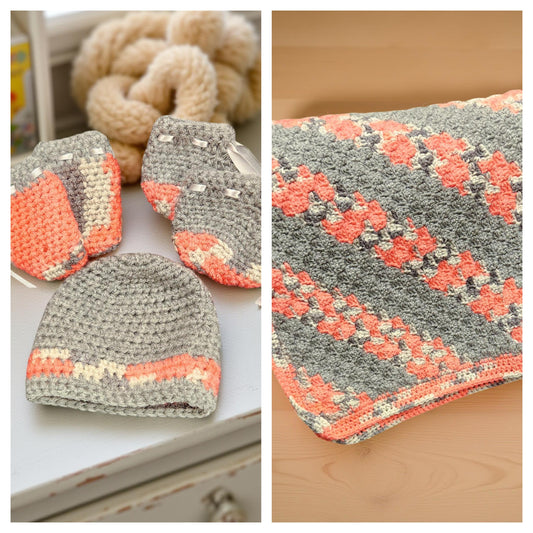Cozy Hand-Crafted Crochet Quilt and Baby Accessories