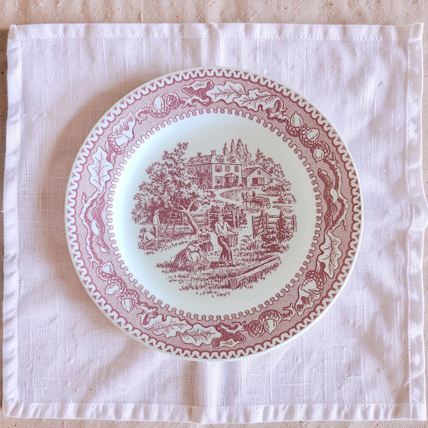 Vintage Royal Ironstone “Memory Lane” Red Bread and Butter Dish