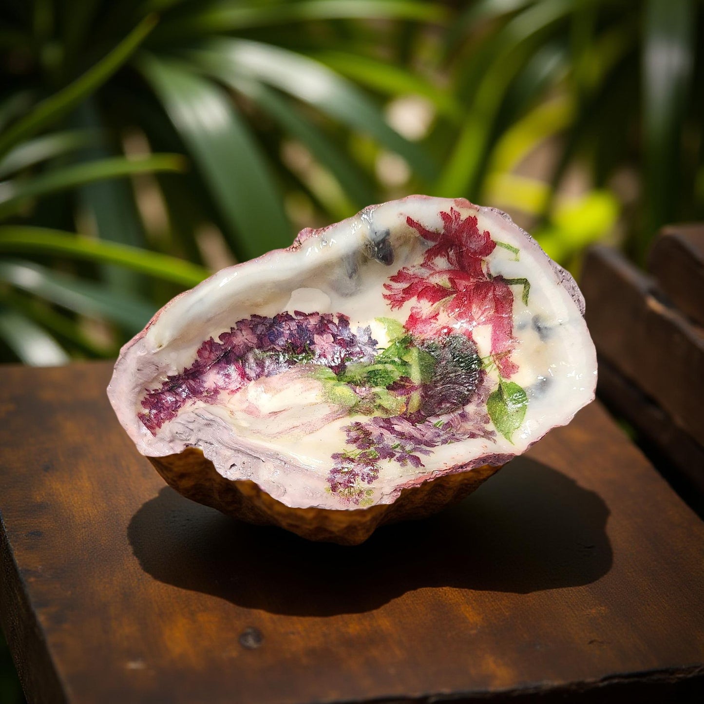 Floral Decorated Oyster Shells - Hand-Crafted