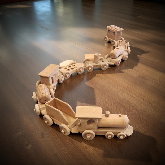 🚂 Handmade Wooden Train – 9-Piece Set