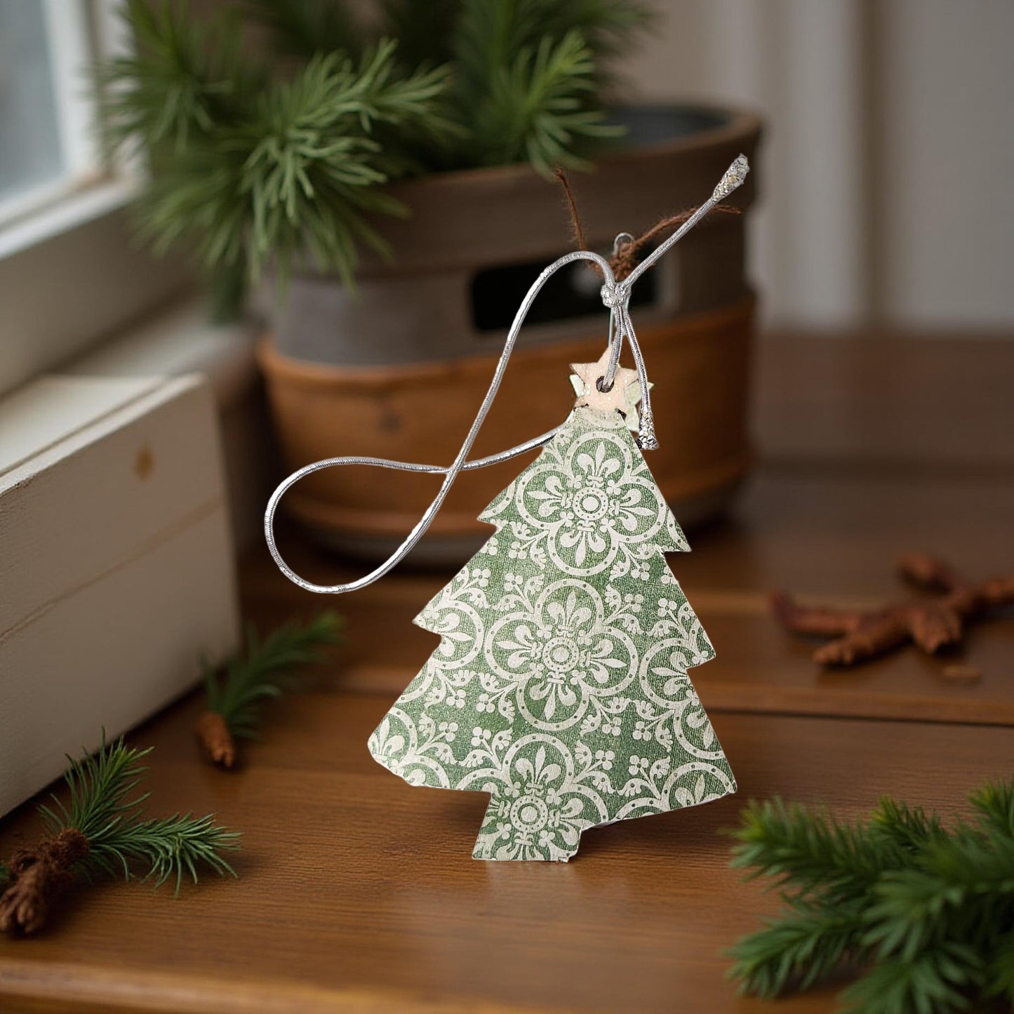 🎄 Locally Made Wooden Decoupage Christmas Tree Ornaments