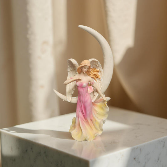 Guardian Angel and Crescent Moon 16 Inch Resin Statue 2005