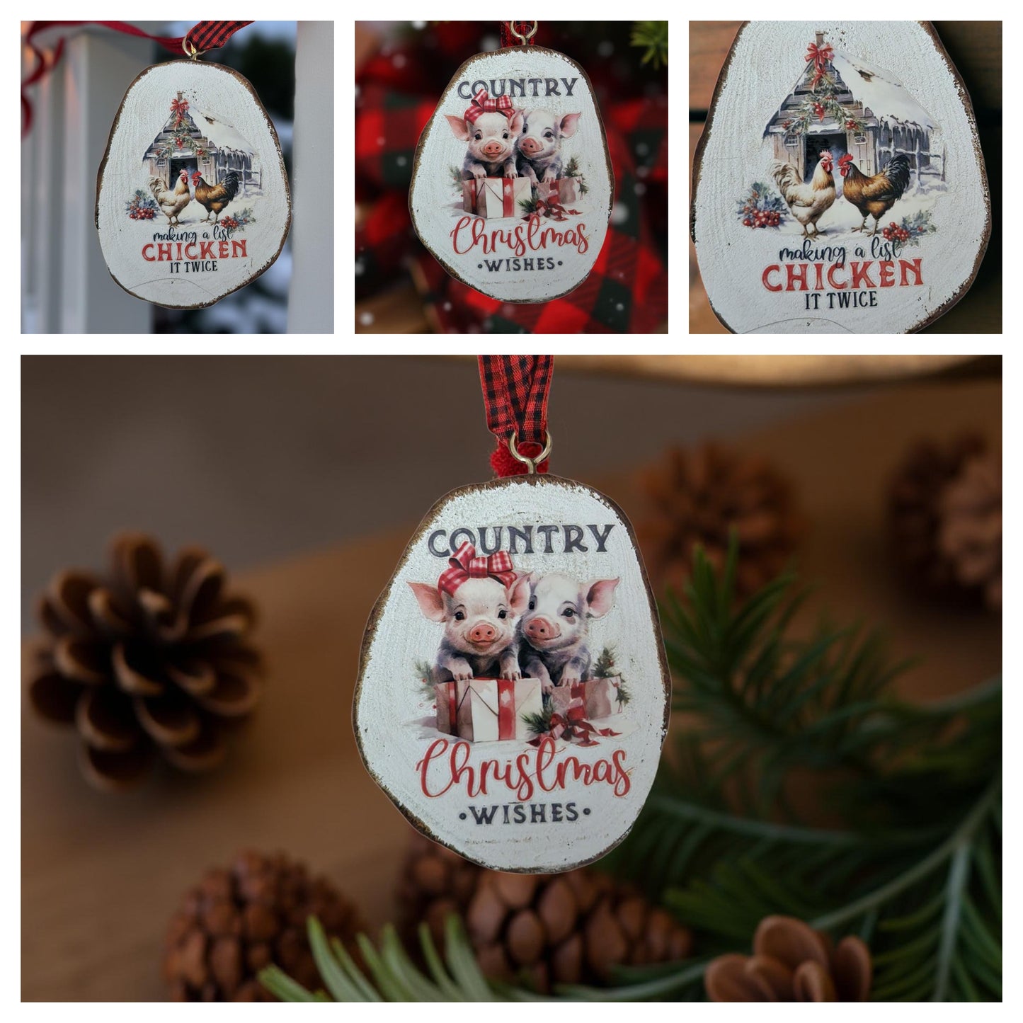 🐷🐴🦌🐔 Farm-Themed Ornament Collection