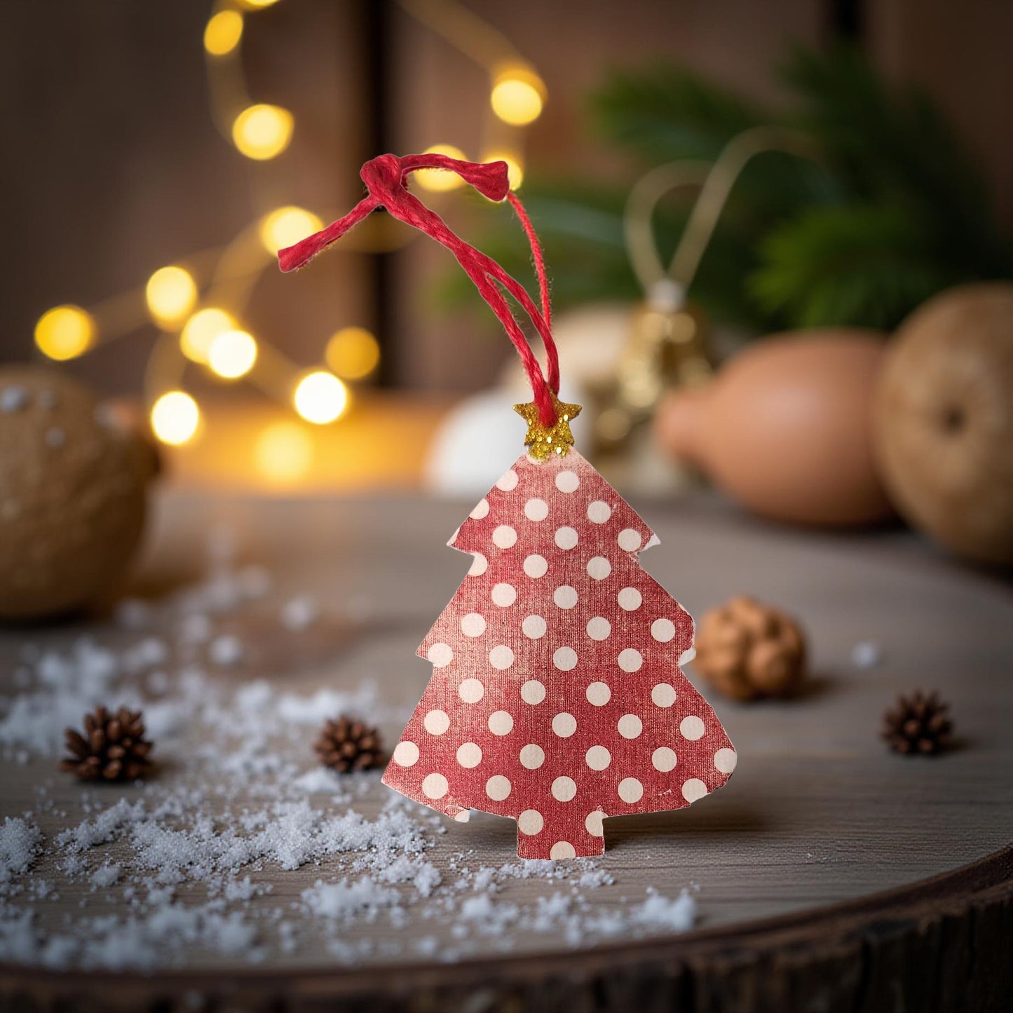 🎄 Locally Made Wooden Decoupage Christmas Tree Ornaments