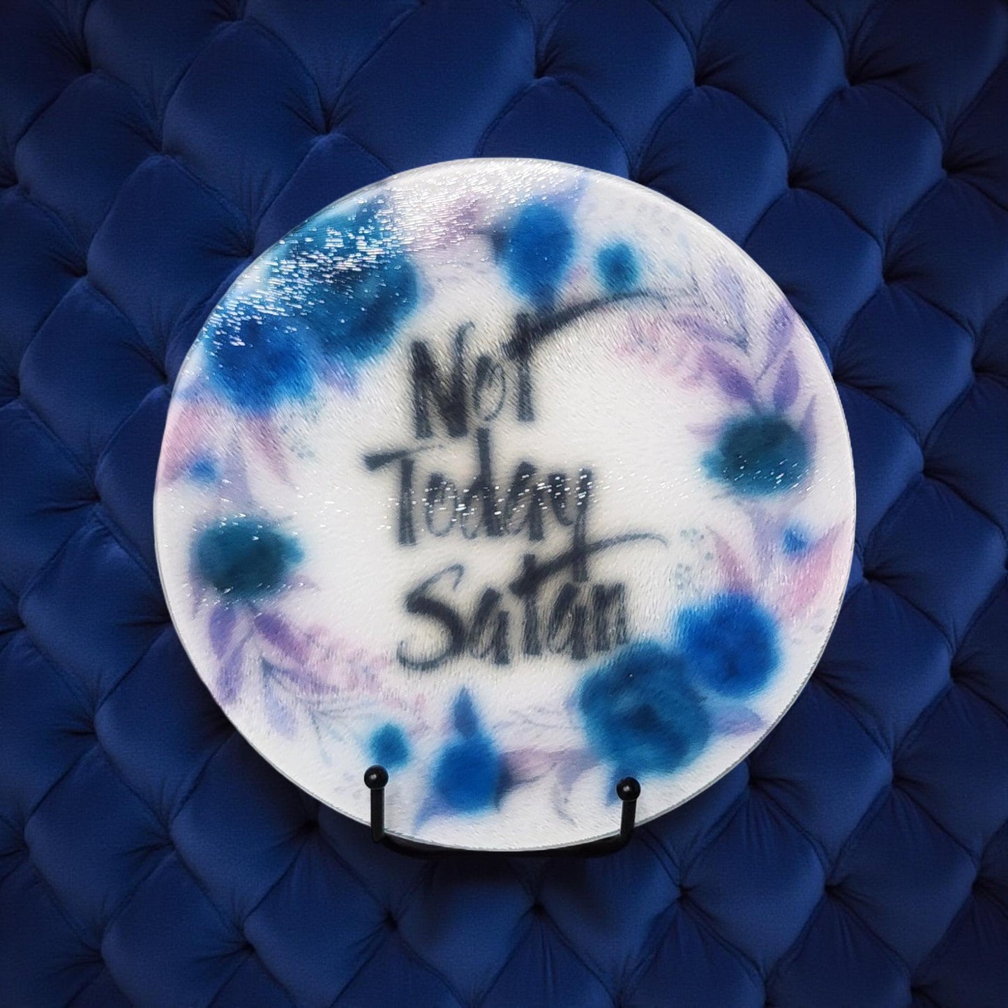 8″ Decorative Glass Round Cutting Board - Spiritual Quotes