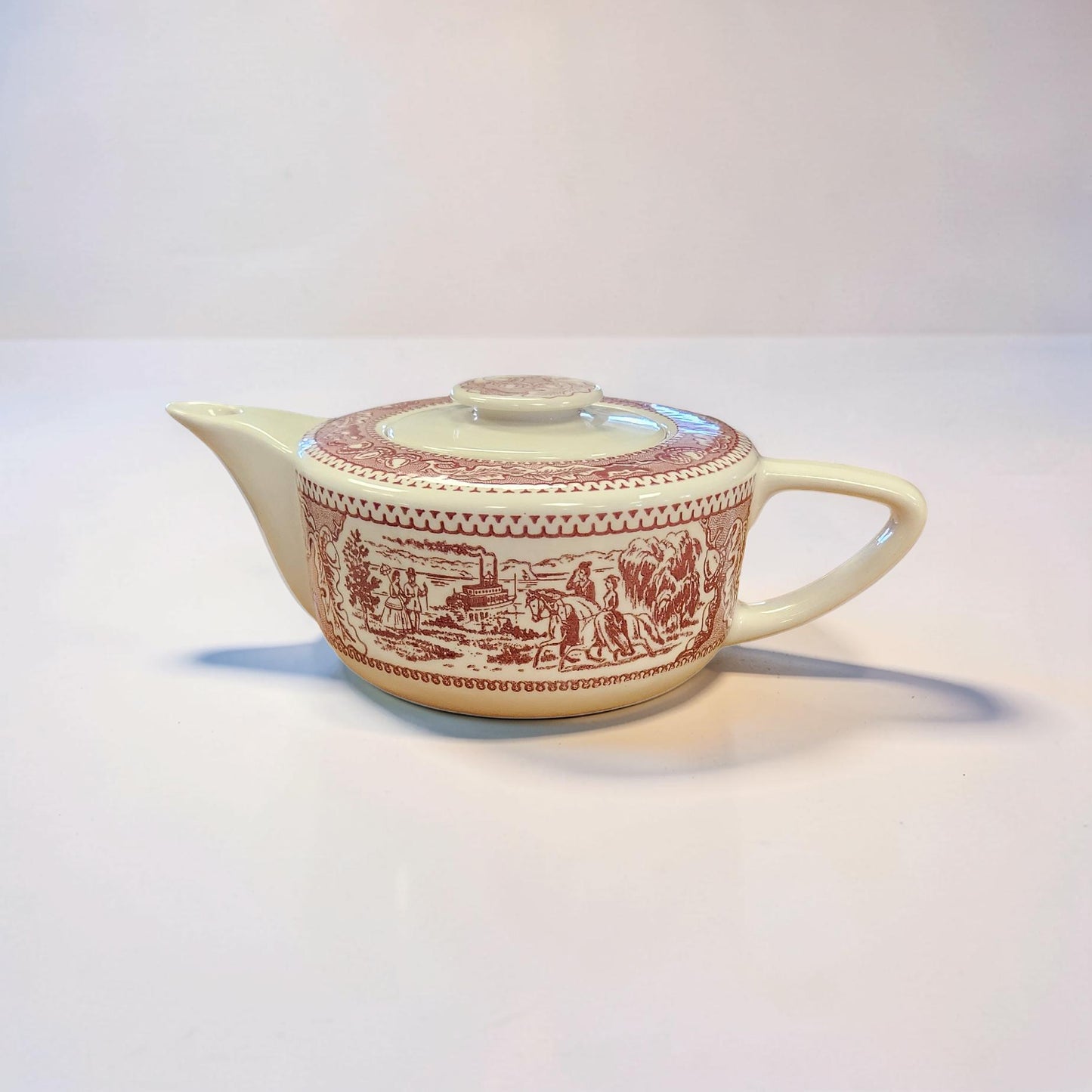 Vintage Royal Ironstone "Memory Lane" Red Teapot and Lid