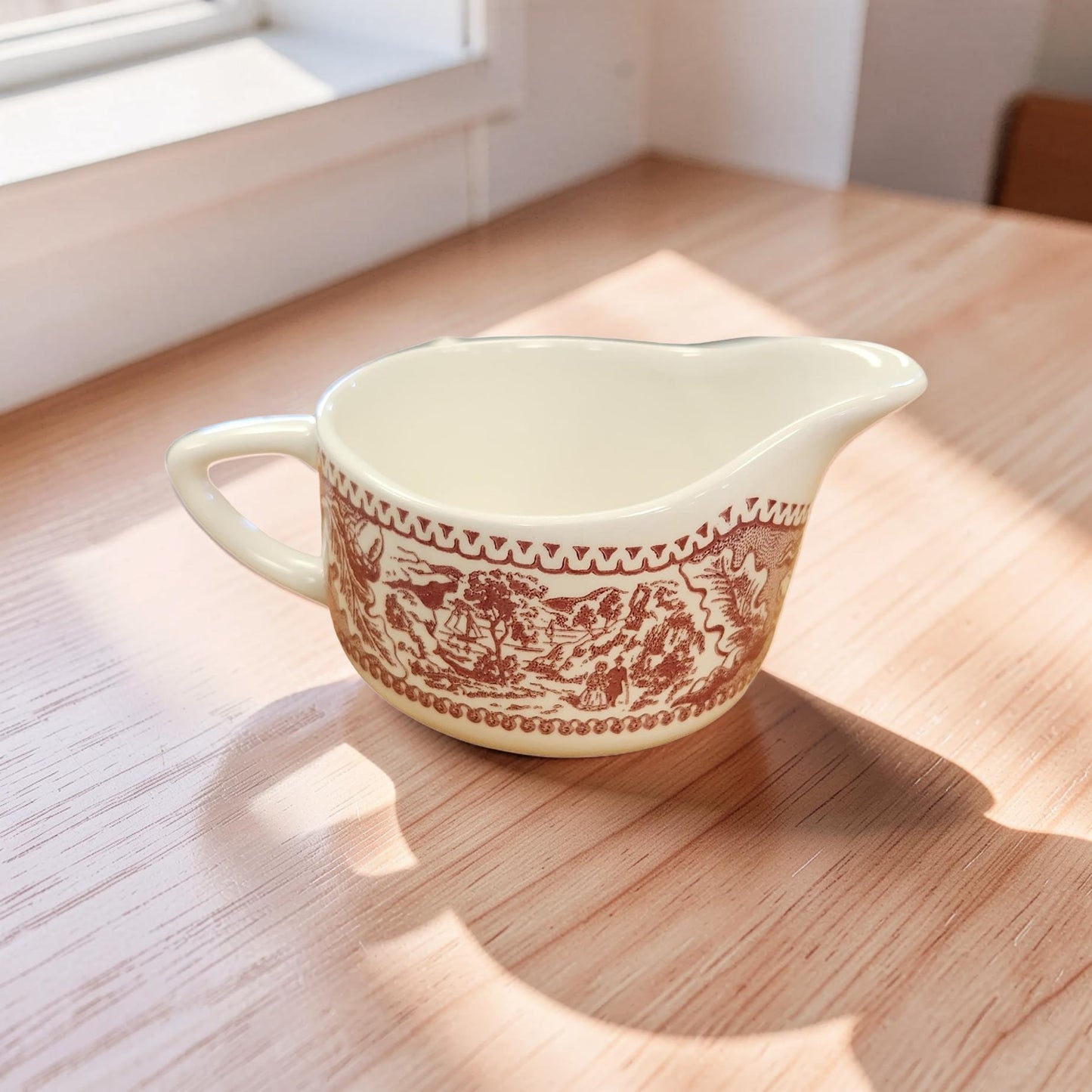 Vintage Royal Ironstone "Memory Lane" Red Sugar & Creamer