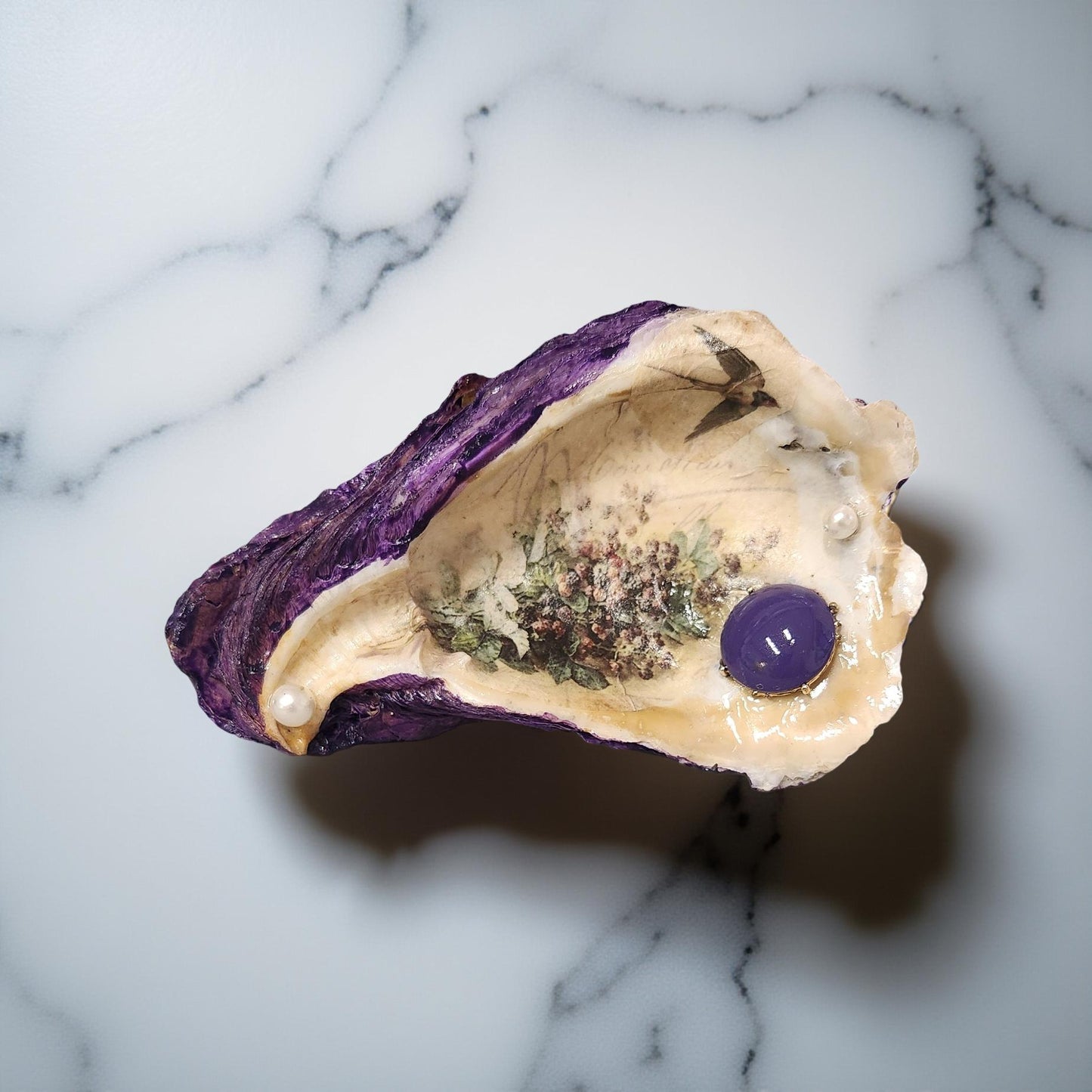 Floral Decorated Oyster Shells - Hand-Crafted