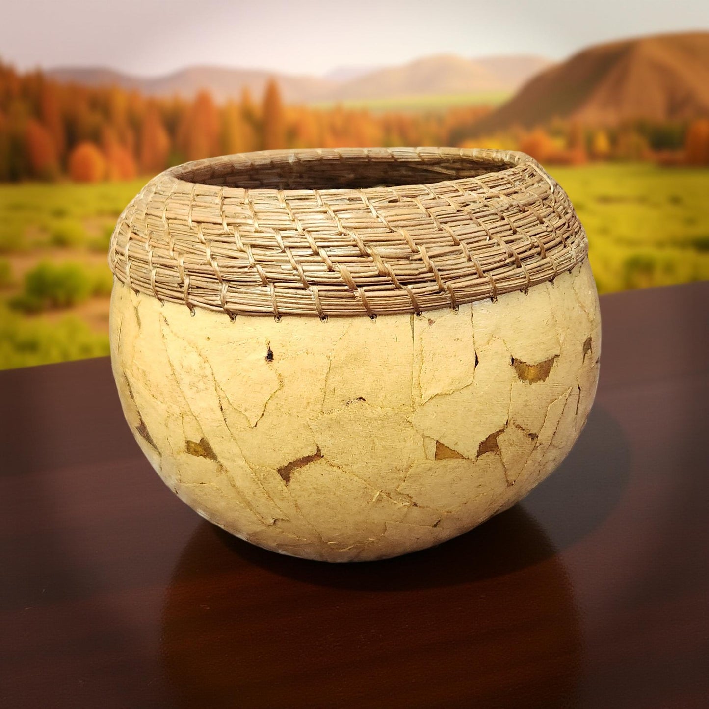 Hand-Woven Pine Needle Basket - Natural Home Decor
