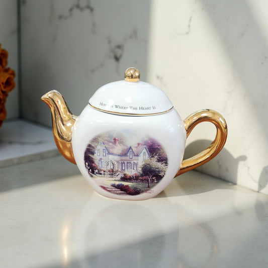 Thomas Kinkade Ceramic Teapot - "Home is where the heart is"
