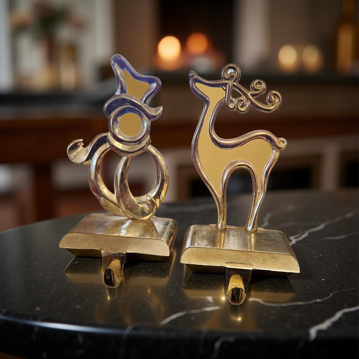 Silver Metal Reindeer & Snowman