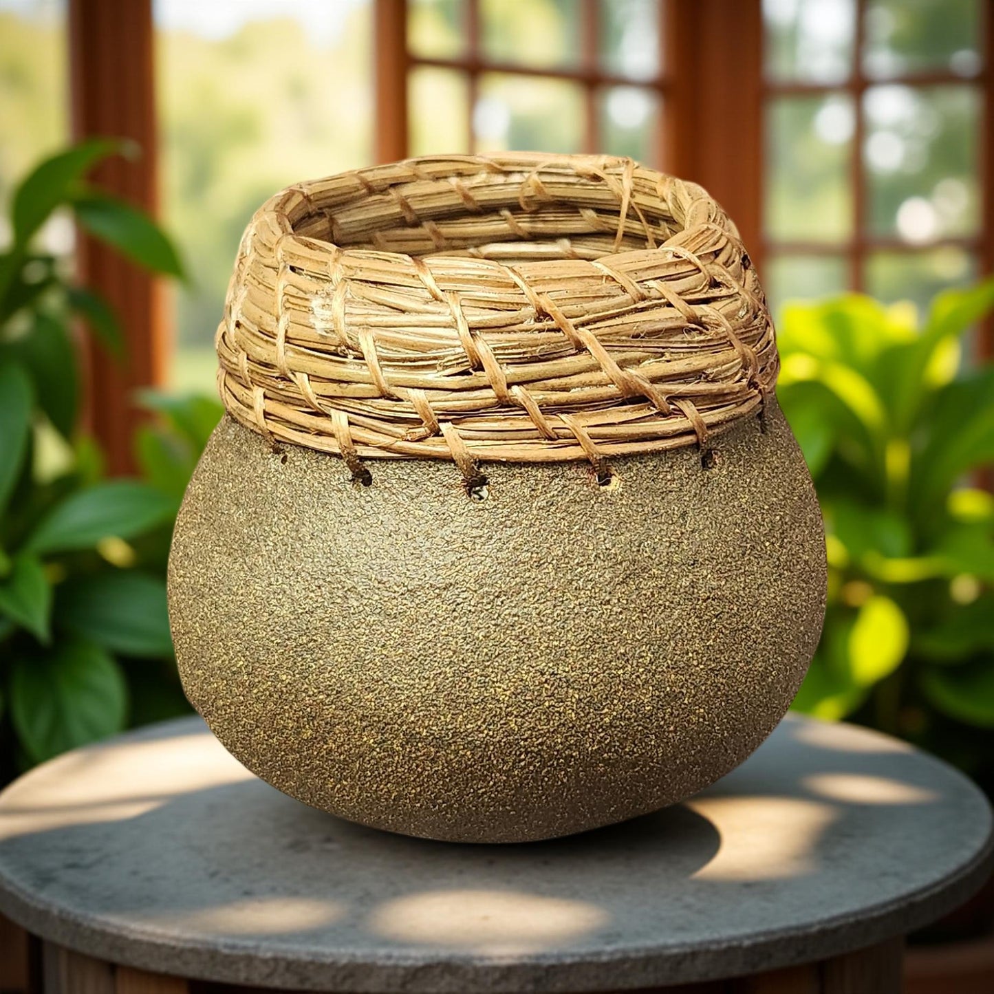Hand-Woven Pine Needle Basket - Natural Home Decor