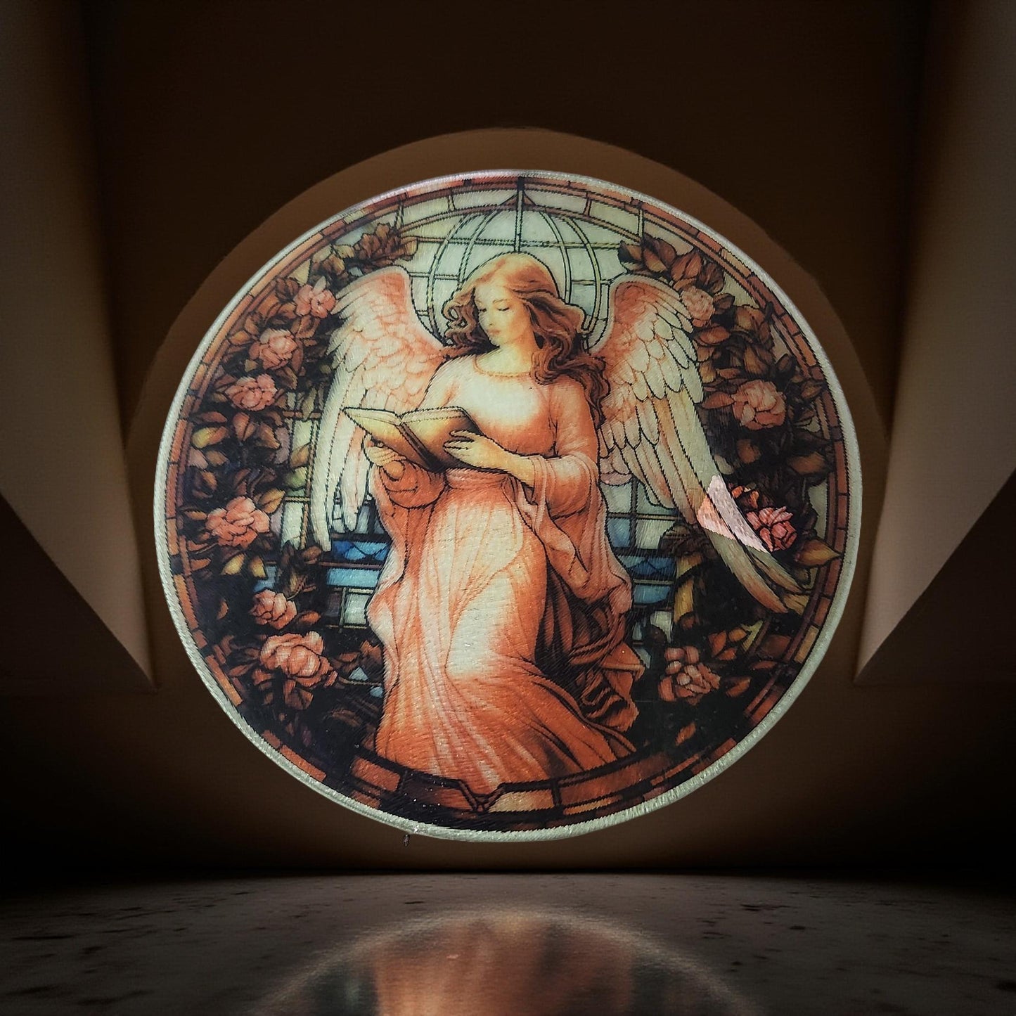 8″ Decorative Glass Round Cutting Board - Spiritual Quotes