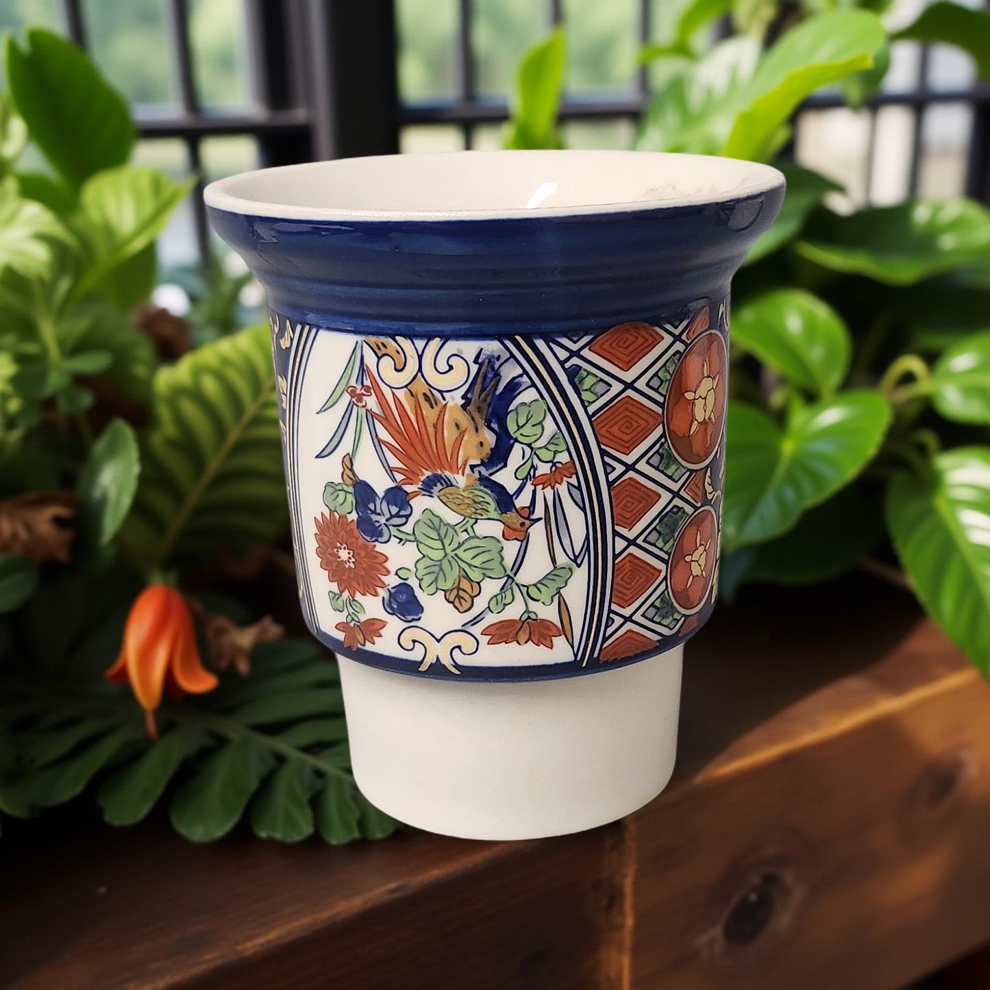 1980s Japanese Imari Porcelain Candle Holder