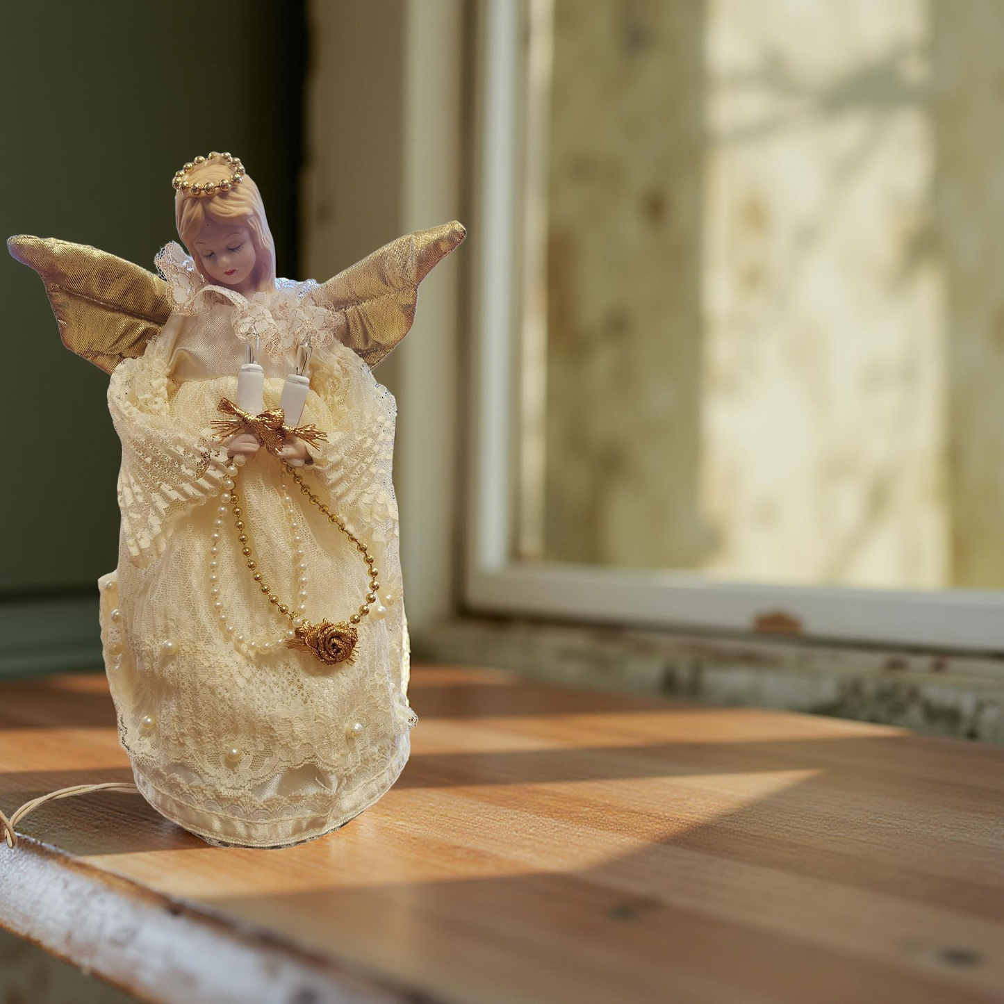 10" Porcelein Lighted Angel Tree Topper