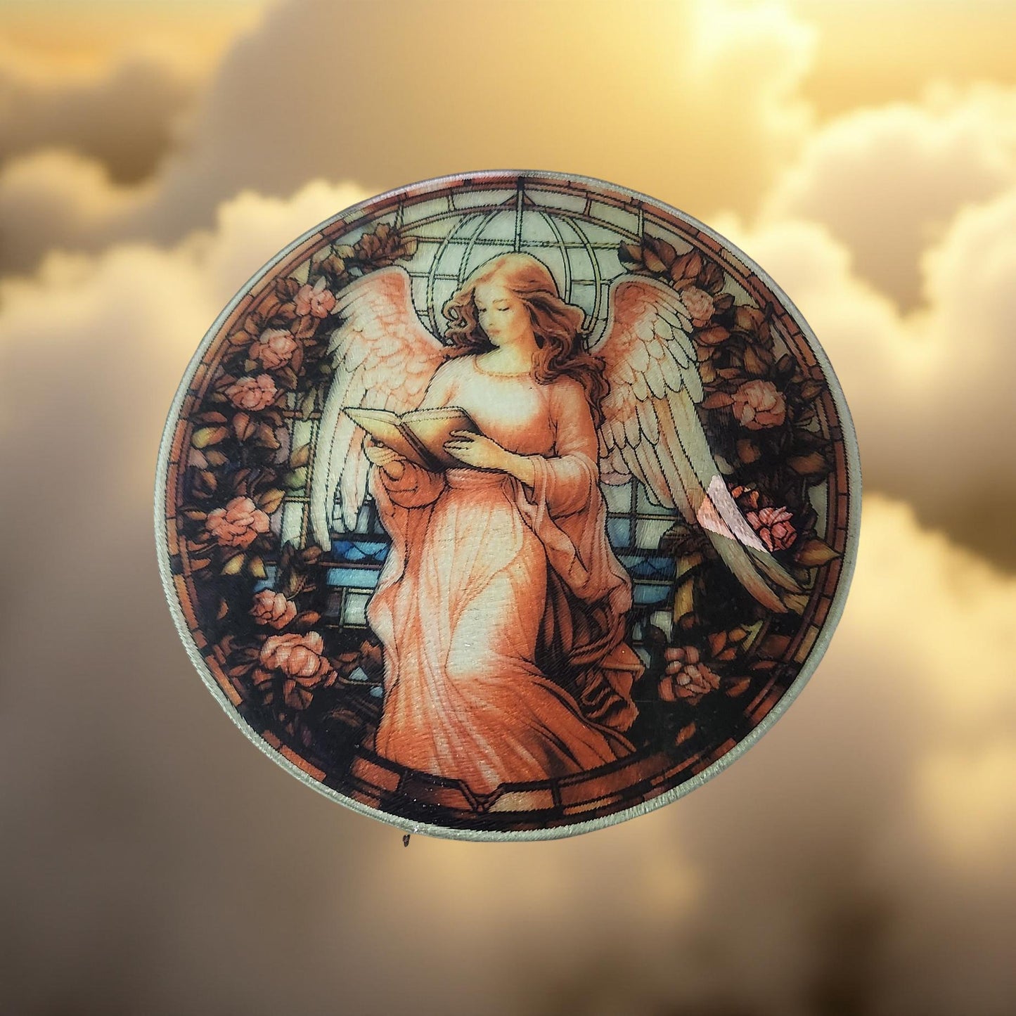 8″ Decorative Glass Round Cutting Board - Spiritual Quotes