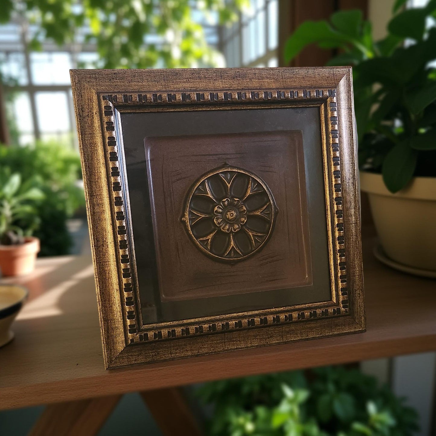 Shadow Box Medallion Wall Art - Black and Maroon