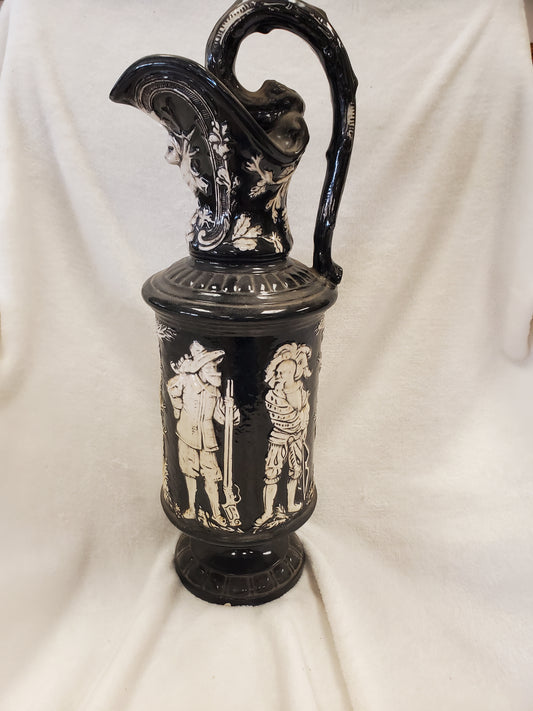 Black and White Antique Pitcher with Soldiers
